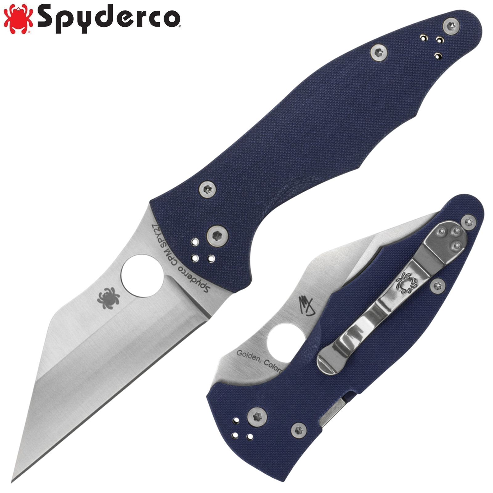 Spyderco Yojimbo 2 CPM-SPY27 Satin Blade Cobalt Blue G-10 Handles C85GPCBL2