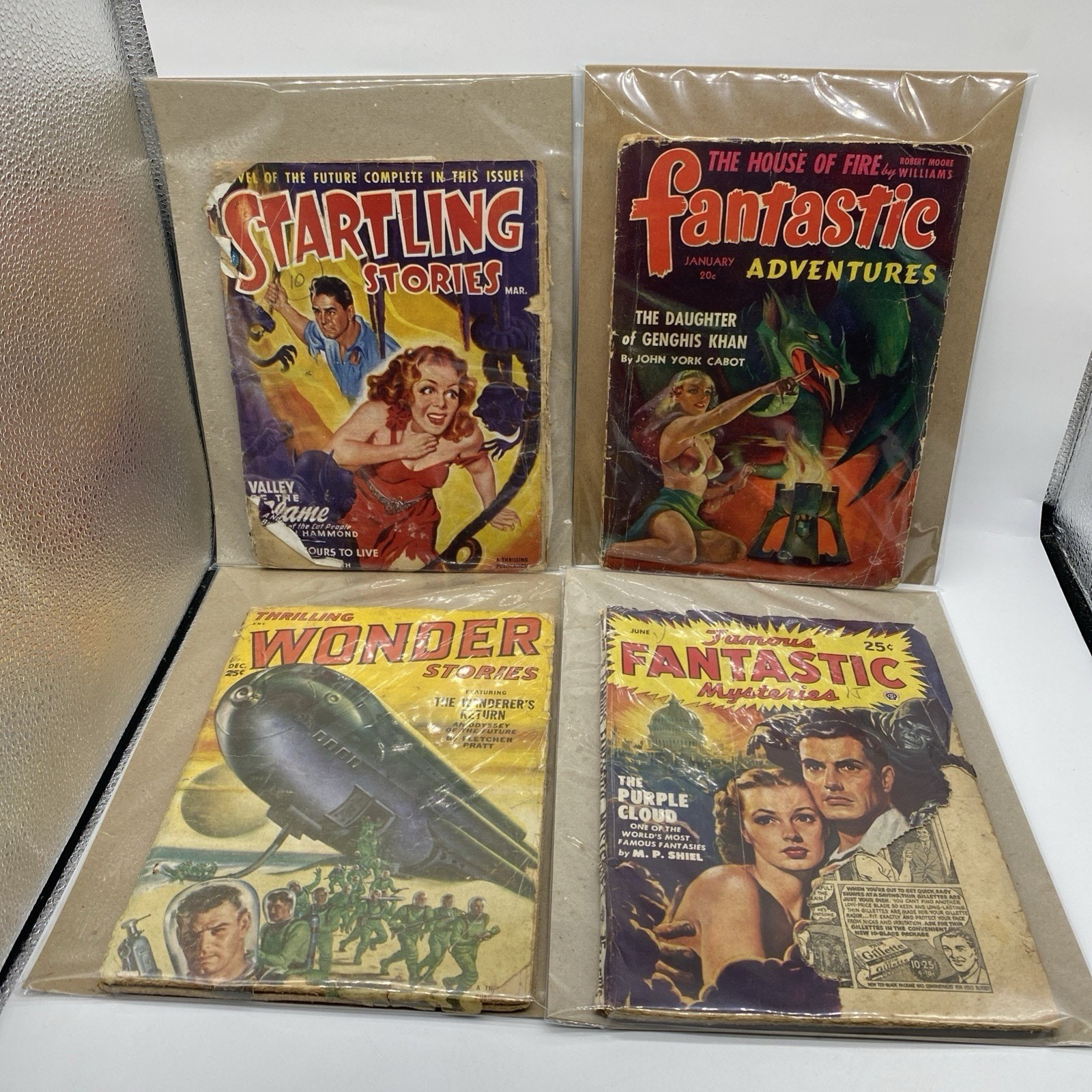 Lot 4 Pulps Fantastic Adv Jan 1942/Wonder Dec51/Fantastic Jun49/Startling Mar56
