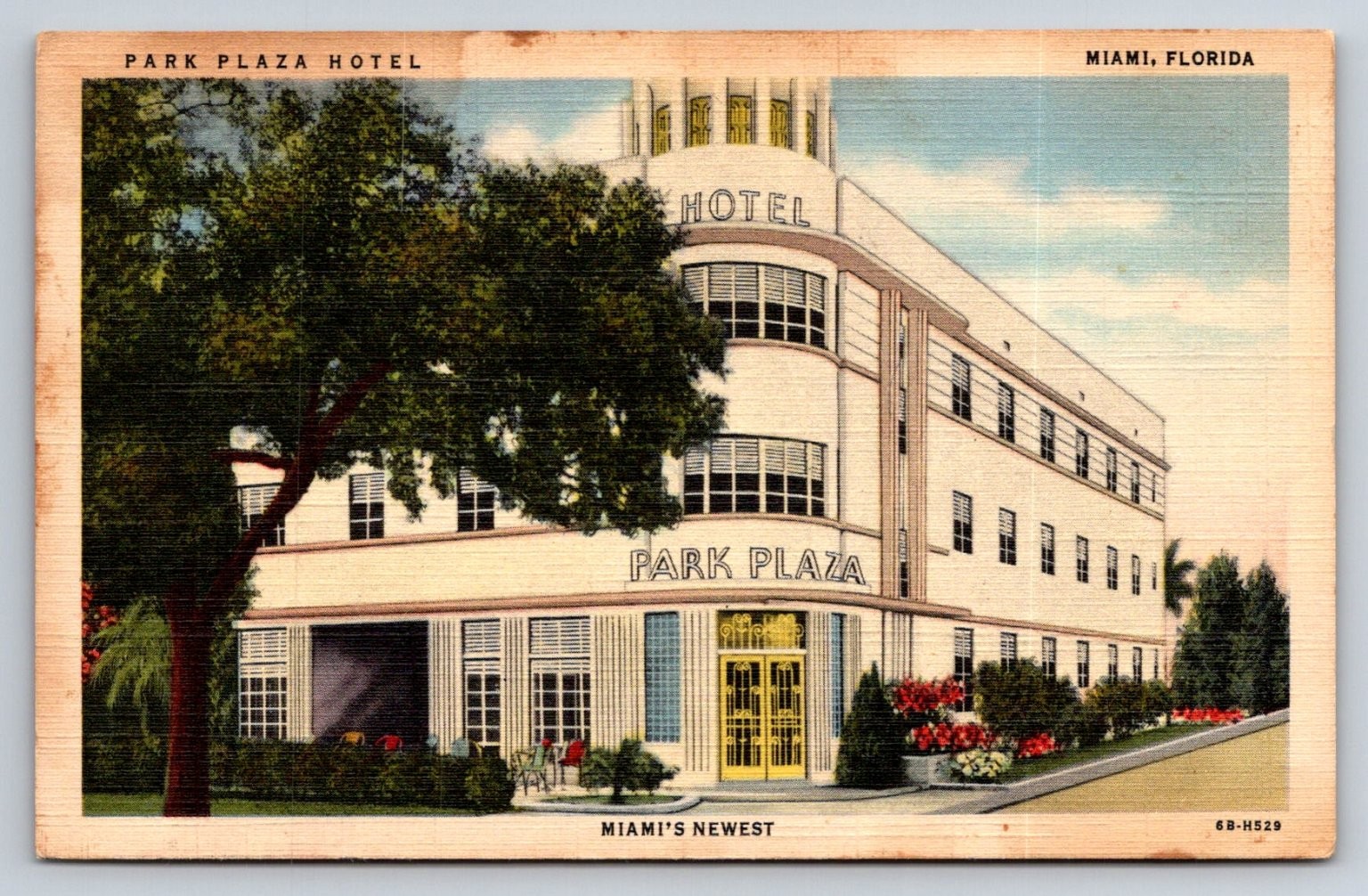 Park Plaza Hotel Miami FL Postcard Art Deco \