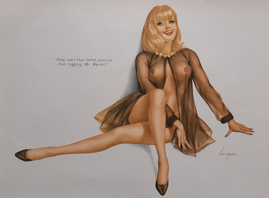 VINTAGE ALBERTO VARGAS ORIGINAL PINUP - ISN\'T THAT BETTER EXERCISE THAN JOGGING