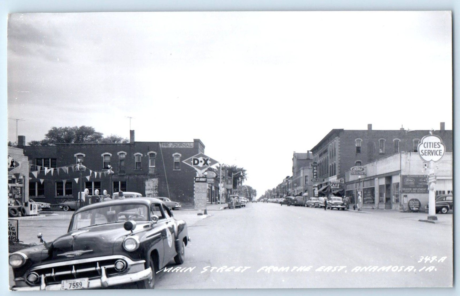 c1950\'s Main Street From The East Anamosa Iowa Gas Station RPPC Photo Postcard c1950\'s Main Street From The East Anamosa Iowa Gas Station RPPC Photo Postcard