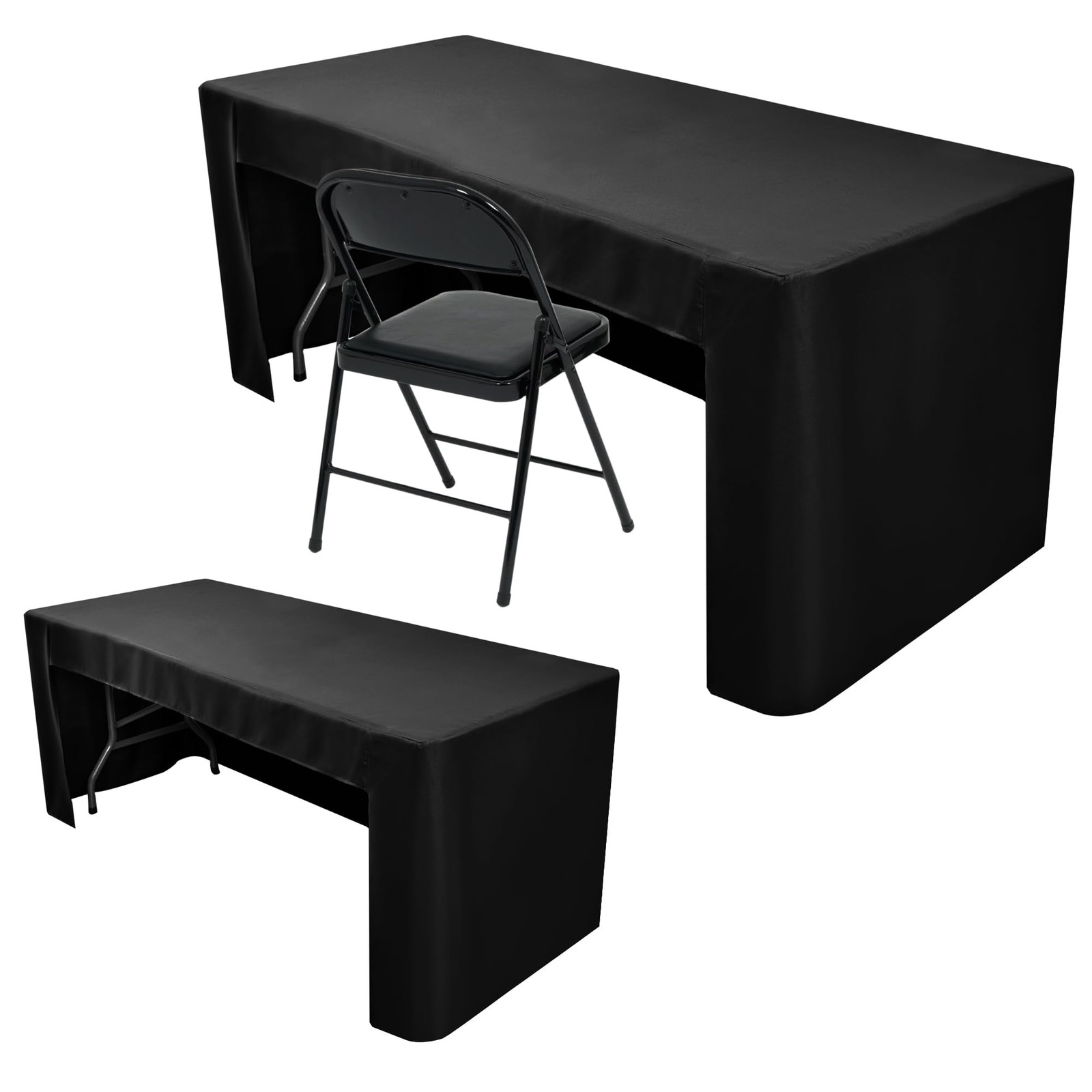 Nasitos 2 Pack Black Tablecloth for 8FT Trade Show Table 8FT|2 Pack, Nasitos 2 Pack Black Tablecloth for 8FT Trade Show Table 8FT|2 Pack,