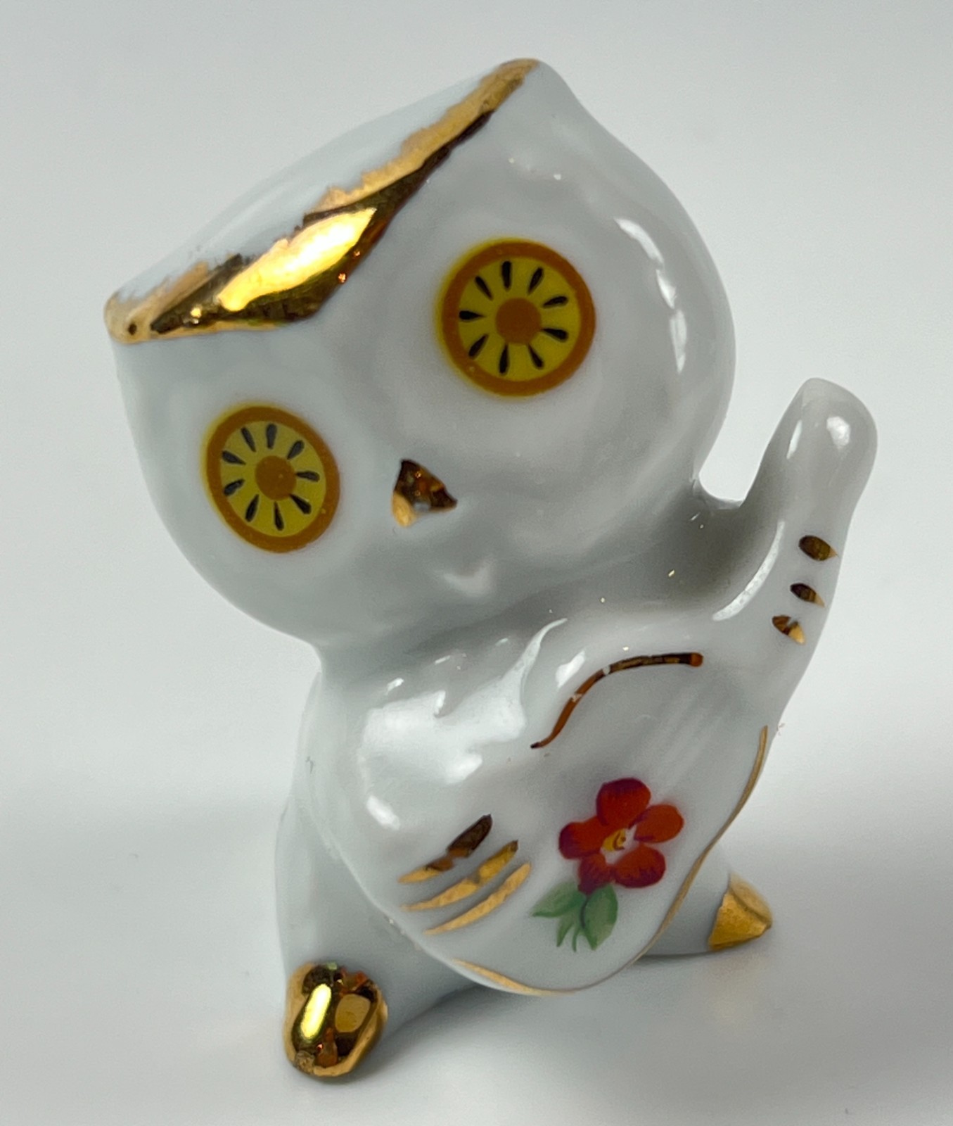 Vintage Limoges Castle France Miniature mini Porcelain OWL Figurine guitar Lute