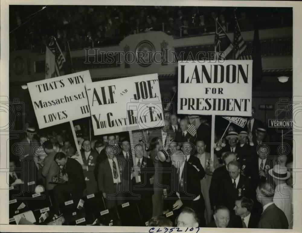 1936 Press Photo Campaign Posters at Republican Conclave, Cleveland Ohio