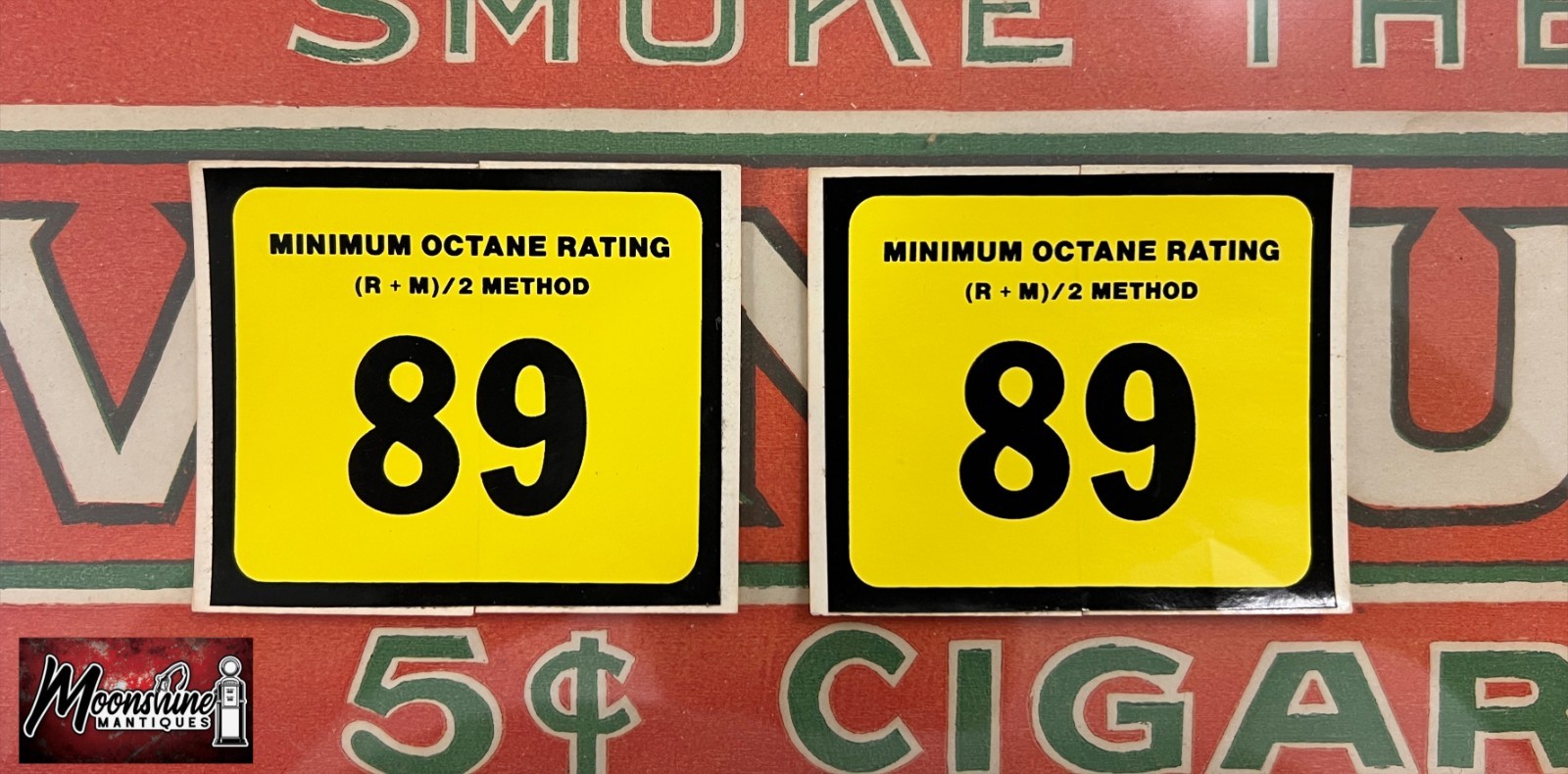 Vtg. Pair of Original 89 Octane Gas Pump Decals