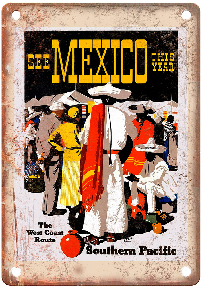 Vintage Southern Pacific 1935 Travel Poster Retro Look Sign T1091 Vintage Southern Pacific 1935 Travel Poster Retro Look Sign T1091