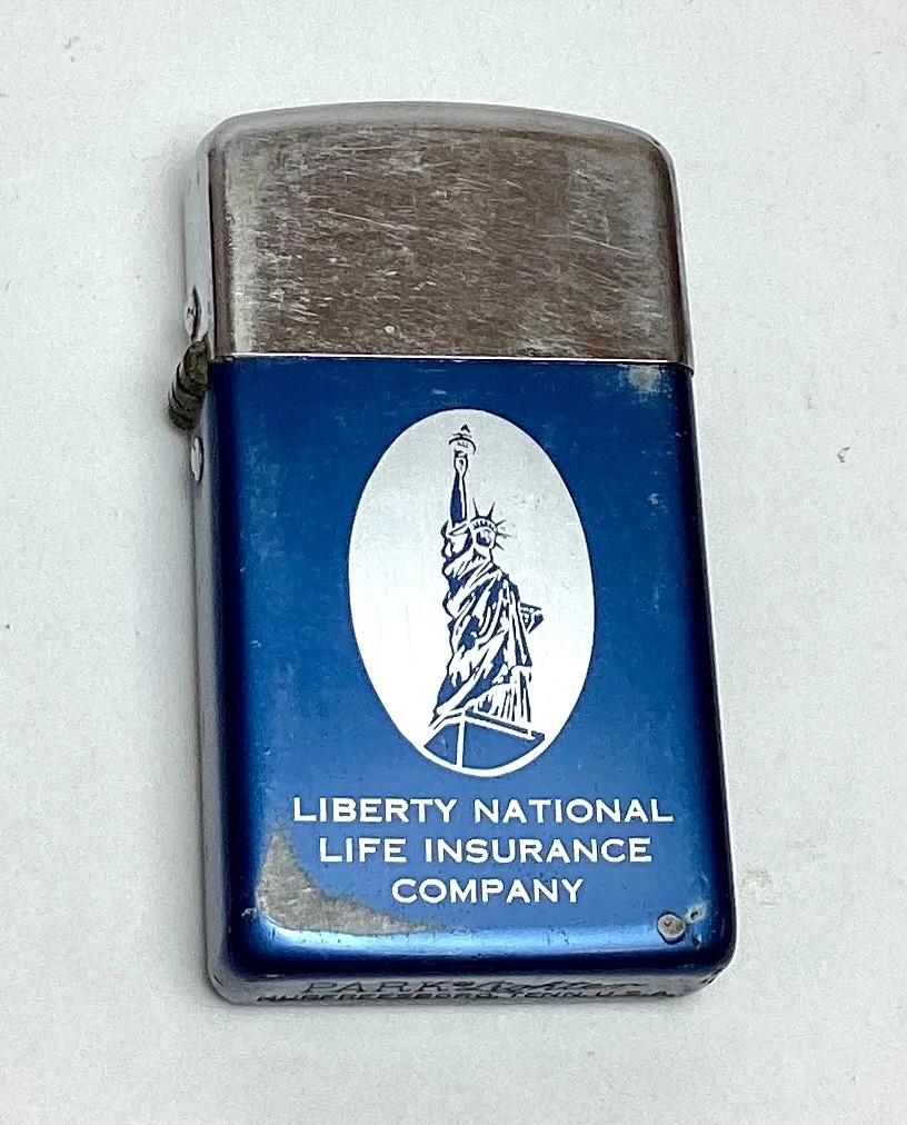 Vintage Blue Park City Lighter Liberty National Life Insurance Co.