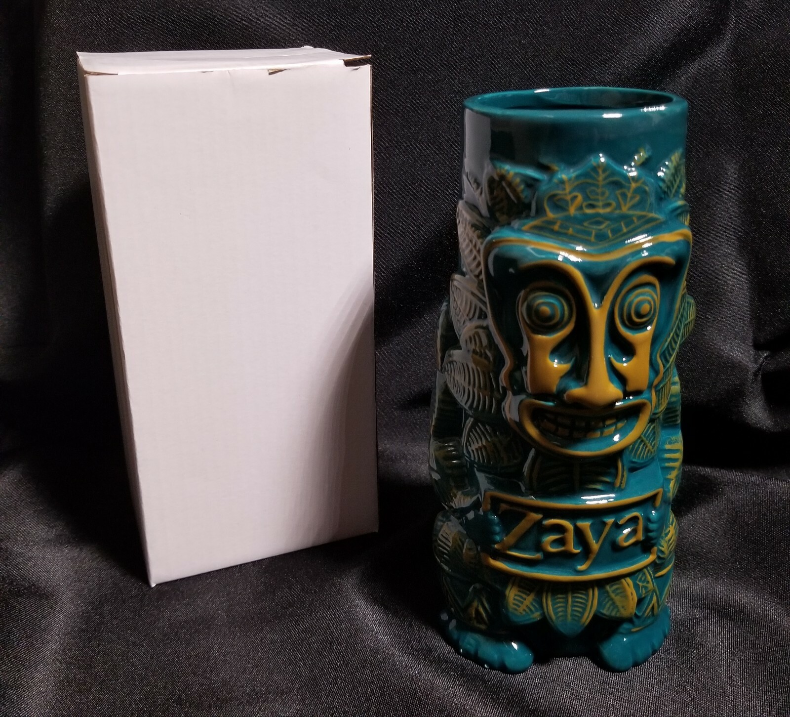 Zaya Rum Green Glazed Ceramic Tiki Mug Cup Glass With Hummingbird NEW