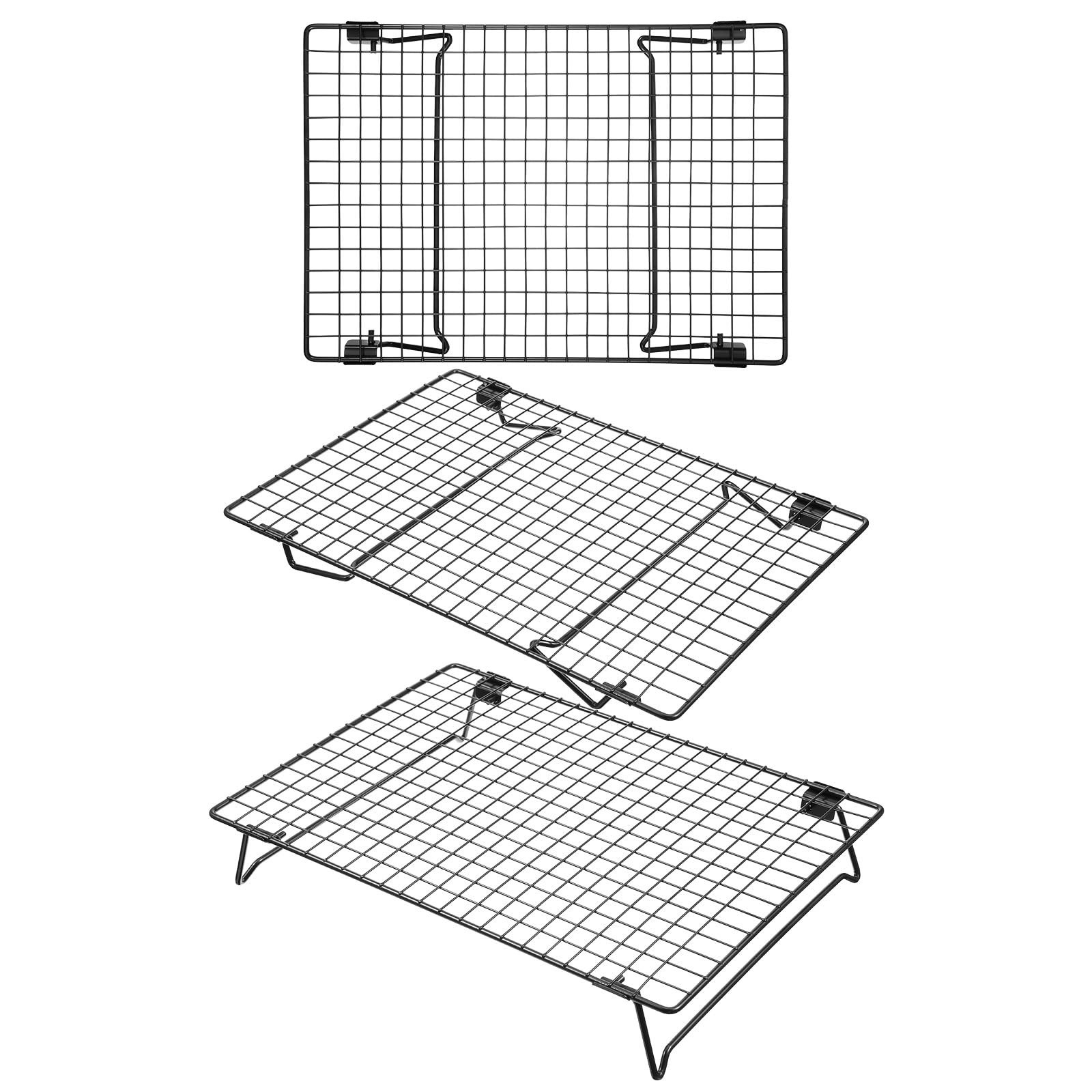 Kifmurase 3PCS Stackable Cooling Rack for Baking, 13.3 x 9.3 Inch Carbon Stee...