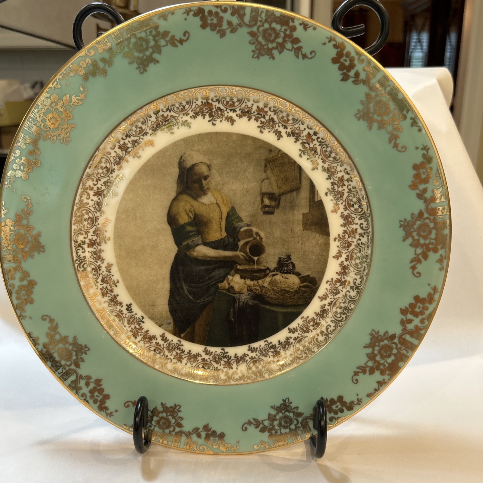 JKW Western Germany Vermeer The Milkmaid 11” Porcelain Plate Vintage