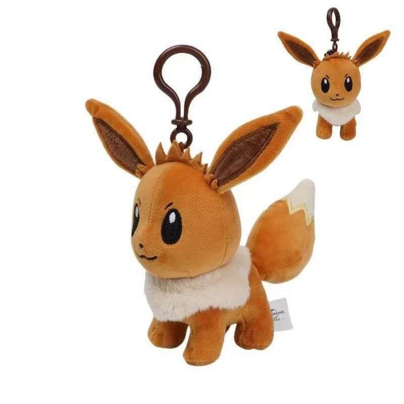 12Cm Licensed Eevee Pokemon Plush Toys Soft Doll Key Chain Ring  Bag Strap