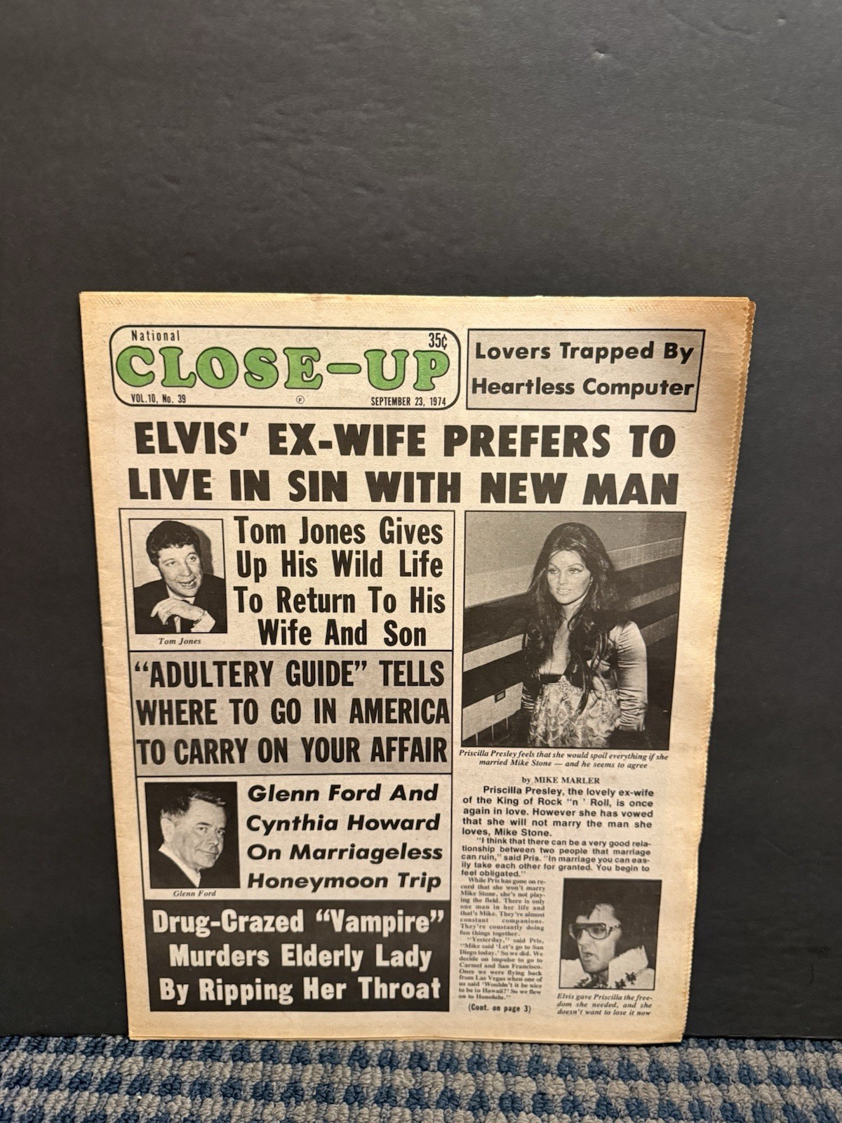 1974 Sept 23rd National Close-Up Newspaper, Priscilla Presley, Glen Ford (10U)
