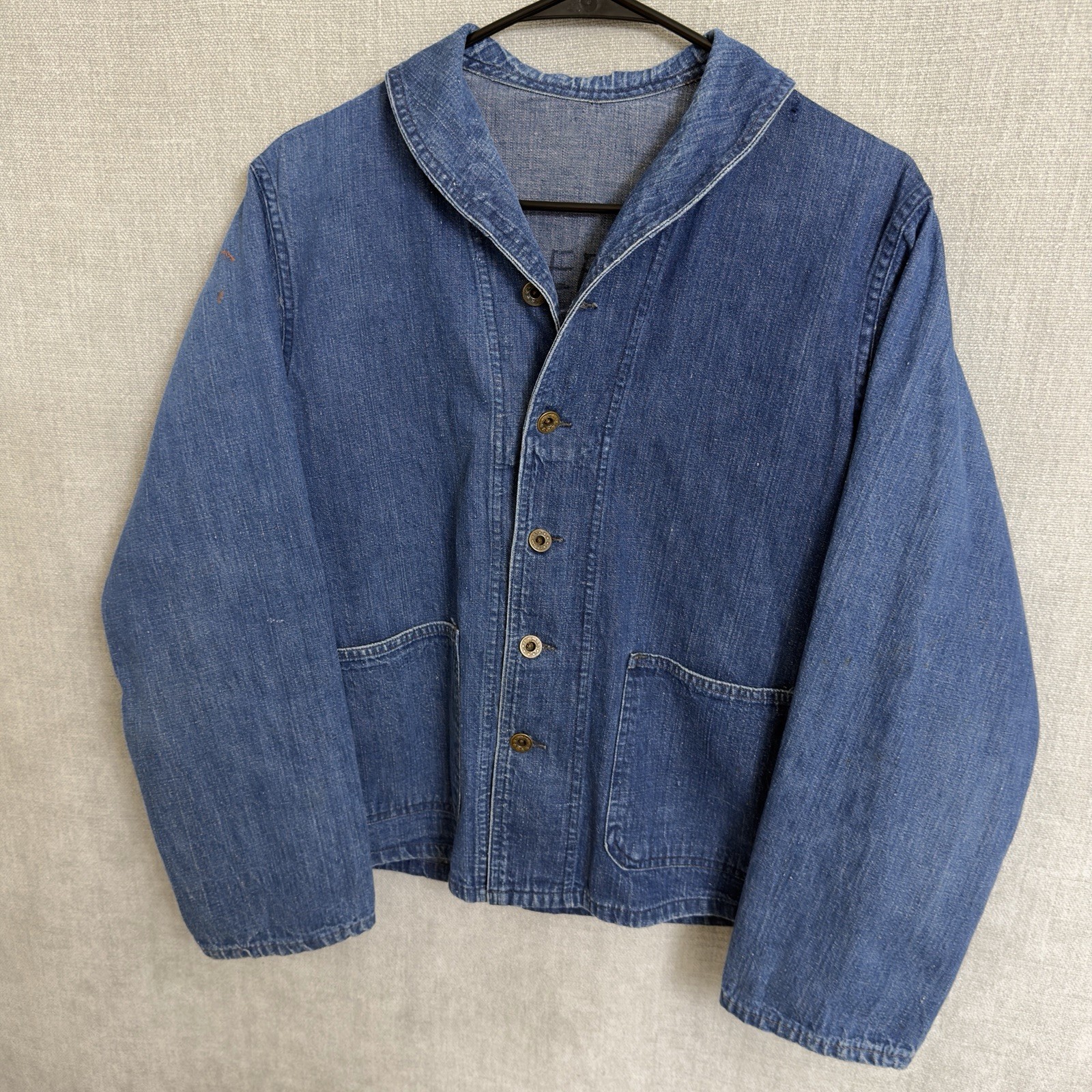 Vintage 1940s US Navy WWII Shawl Collar Denim jacket with stencil