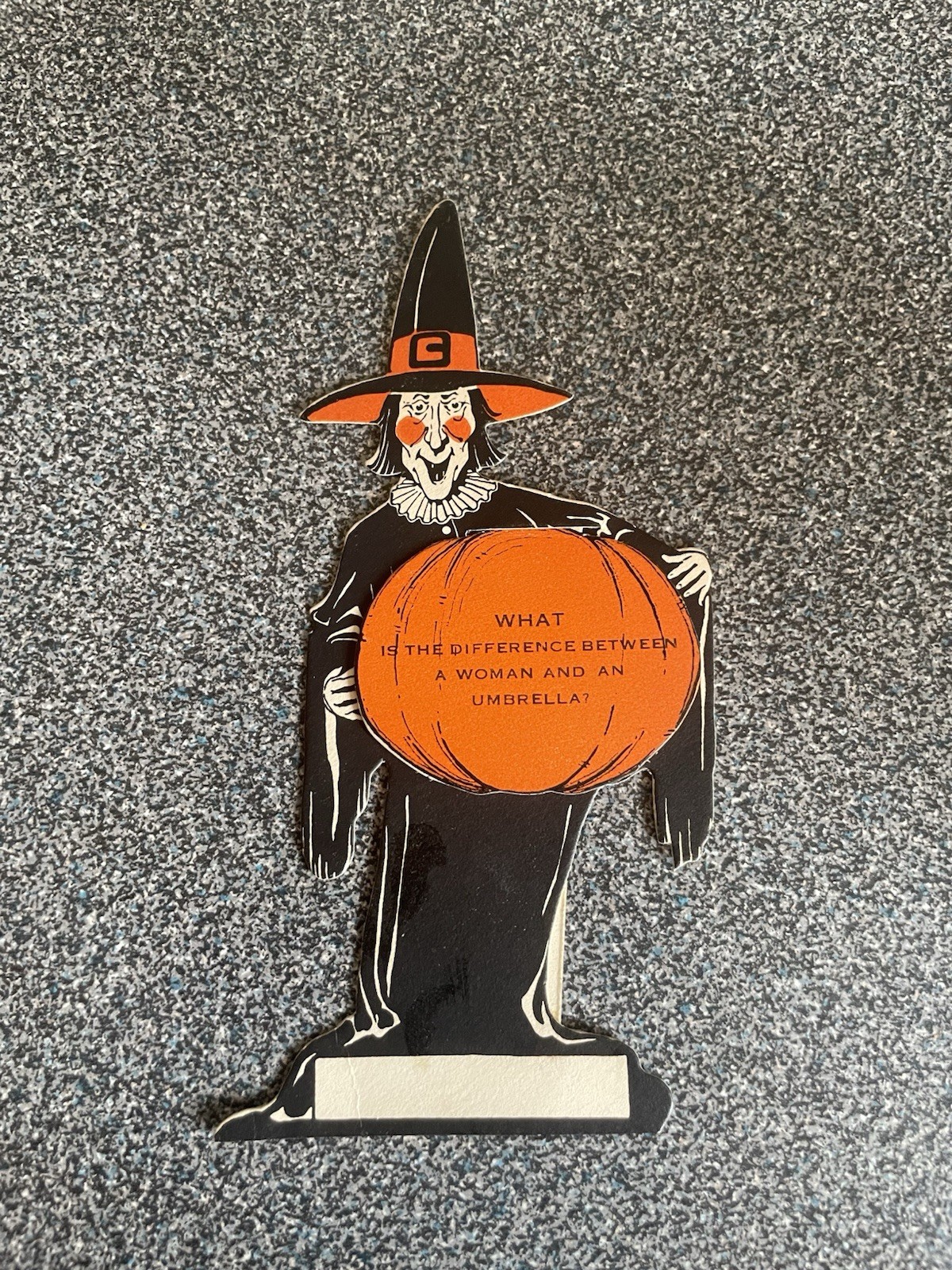 Antique Halloween Witch Placecard Décor with Saying, Gibson 1920s Ephemera