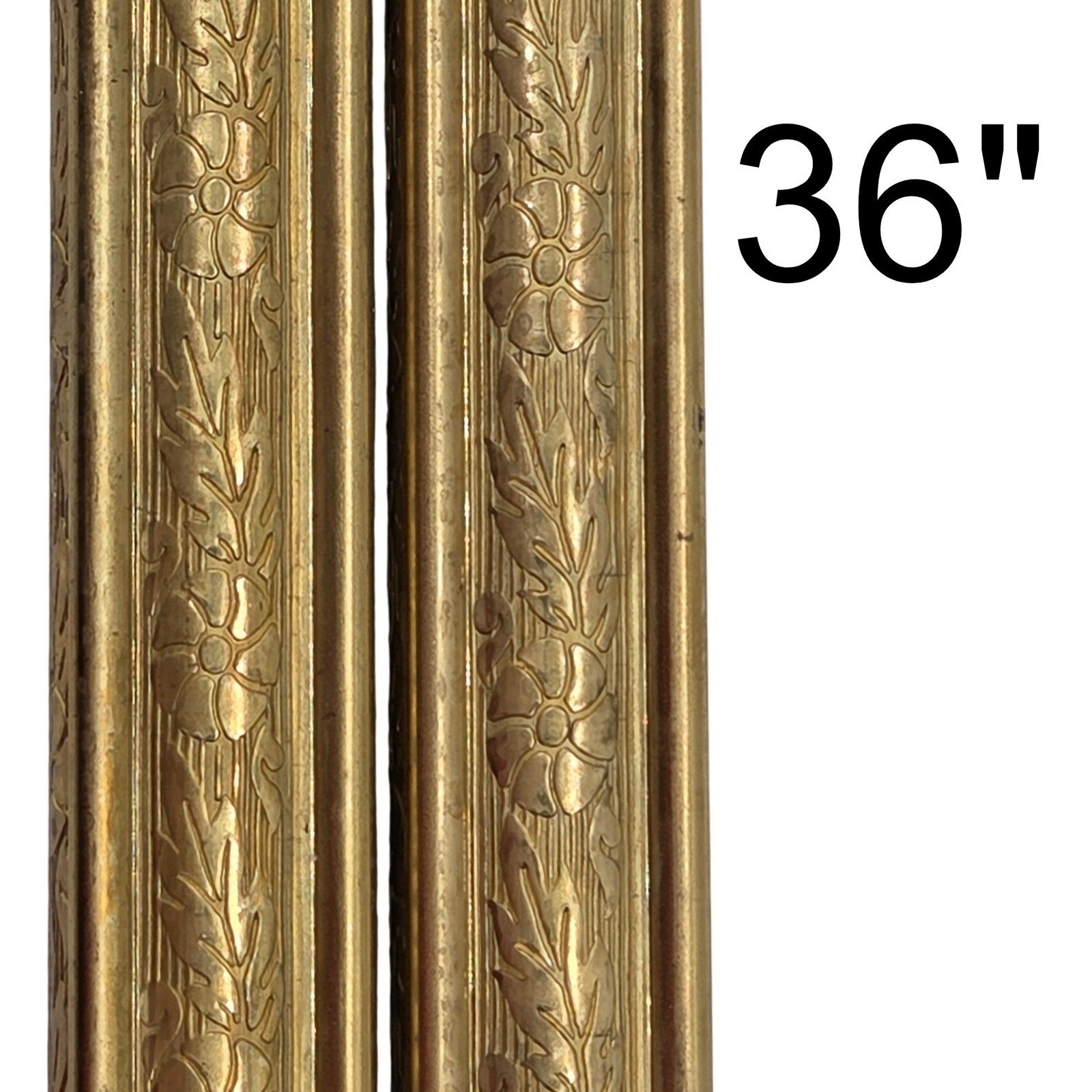 Floral Embossed Square Brass Tubing Pipe Pole Sleeve 36\
