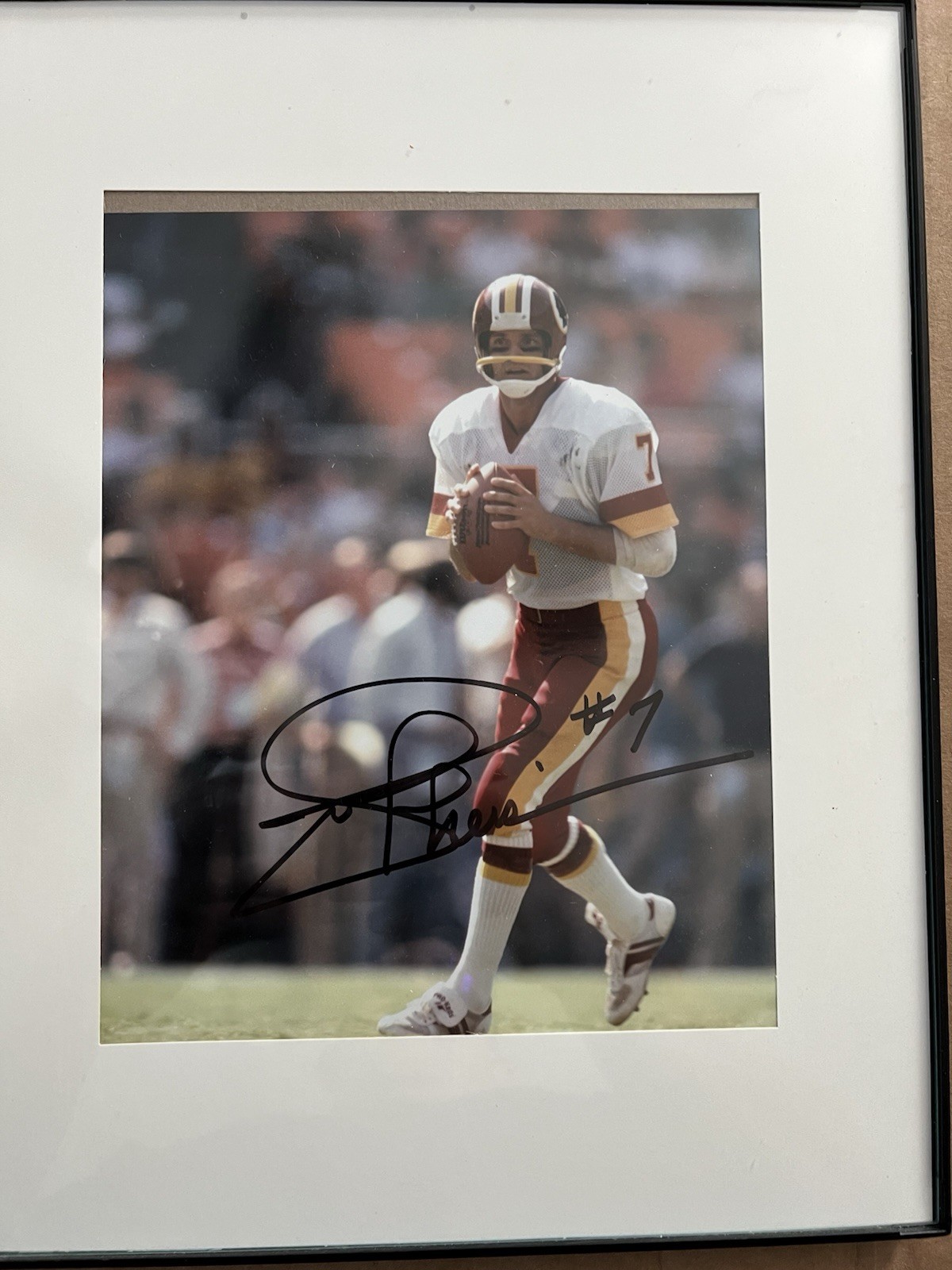 Joe Theismann Signed 8x10 Washington Redskins Football Photo AUTO Framed