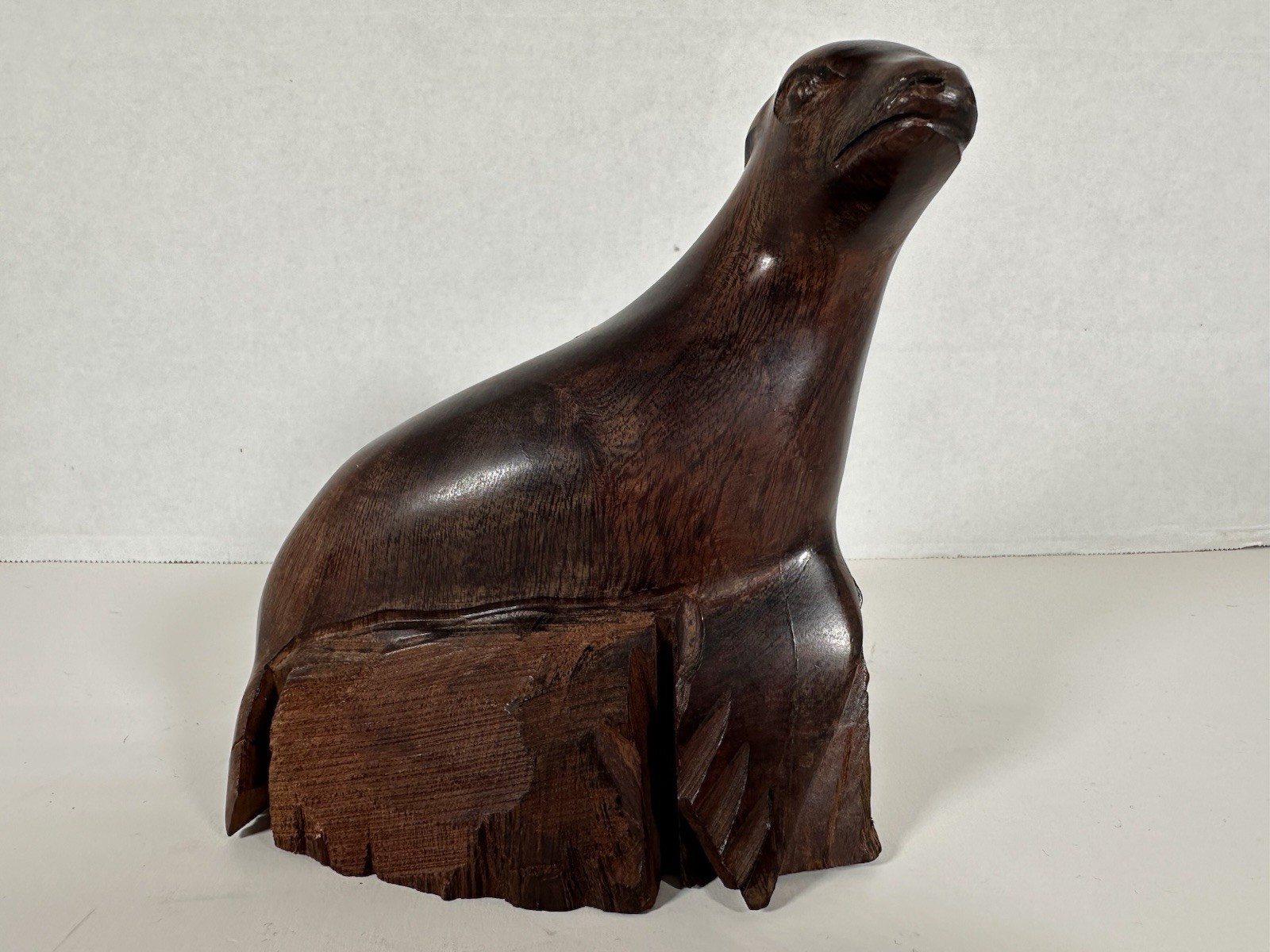 Hand Carved Wooden Ironwood Seal Figurine Sculpture Decoration