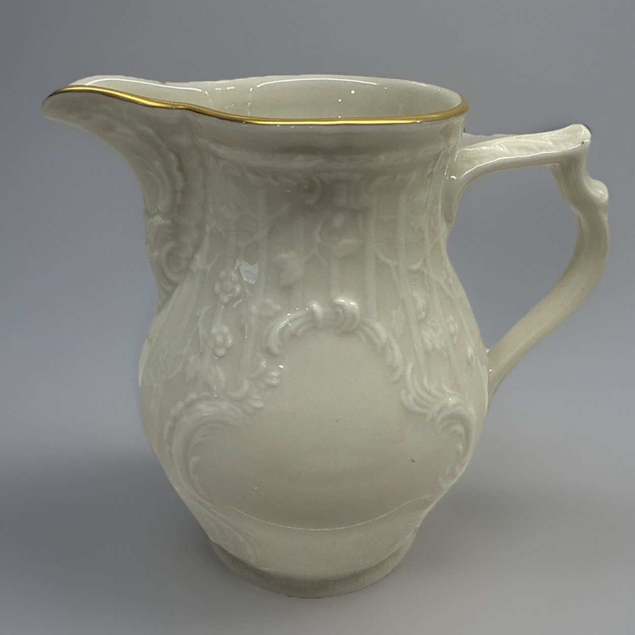 Rosenthal Classic Germany Embossed Sanssouci Ivory 6 ounce Creamer Gold Trim