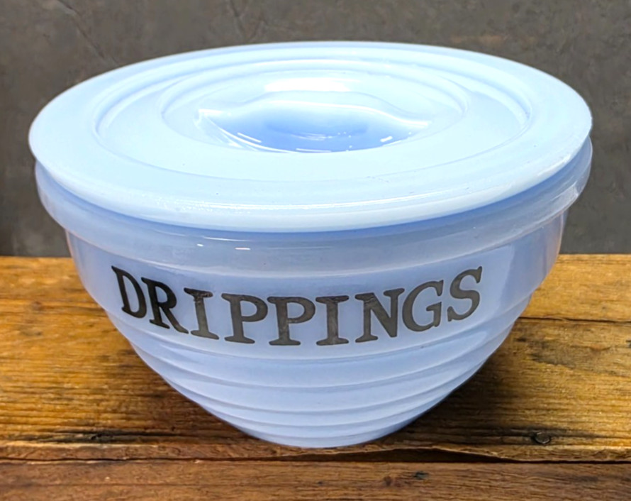Vintage, Rare, Jeanette DELPHITE BLUE  DRIPPINGS bowl   LID ONLY  4.75