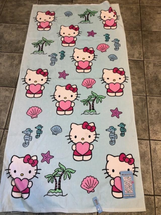 Hello Kitty Oversized Beach Towel Palm Trees 100% Cotton Extra Large 36\ Hello Kitty Oversized Beach Towel Palm Trees 100% Cotton Extra Large 36\