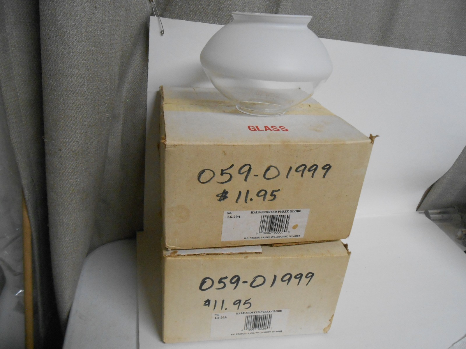 Replacement Globe for Humphrey Falks Gas Lights Lot of 2 Pyrex L6-20 Replacement Globe for Humphrey Falks Gas Lights Lot of 2 Pyrex L6-20