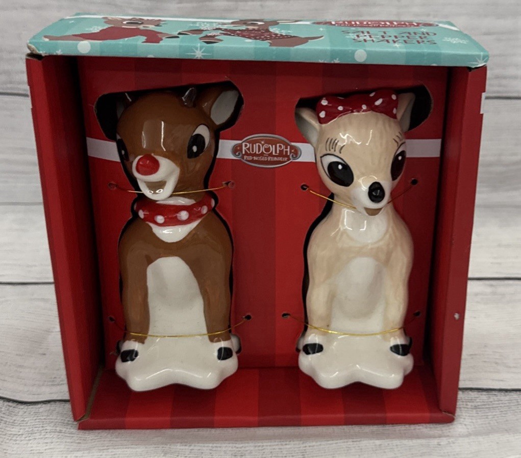 Rudolph The Red-Nosed Reindeer Clarice Salt Pepper Shakers Christmas Collector
