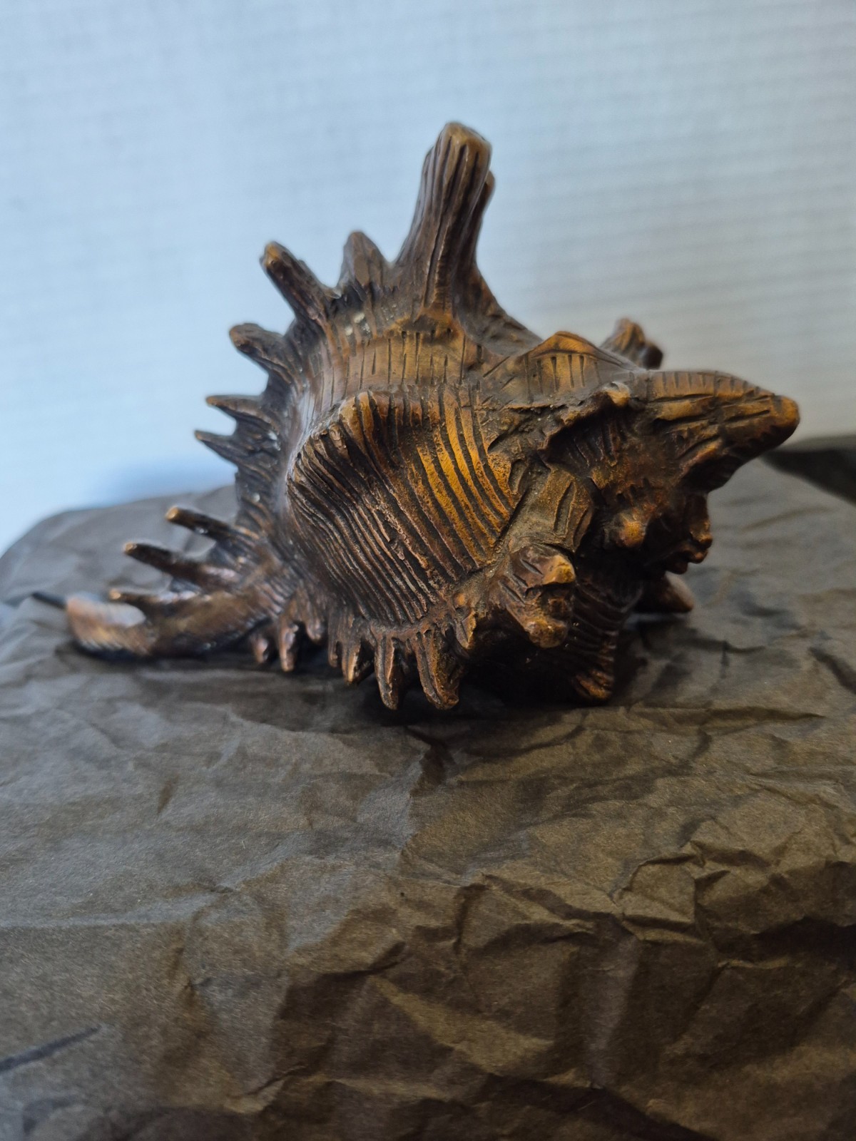Highly Detailed Vintage Bronze Finish Spider Conch Seashell - Unusually Large