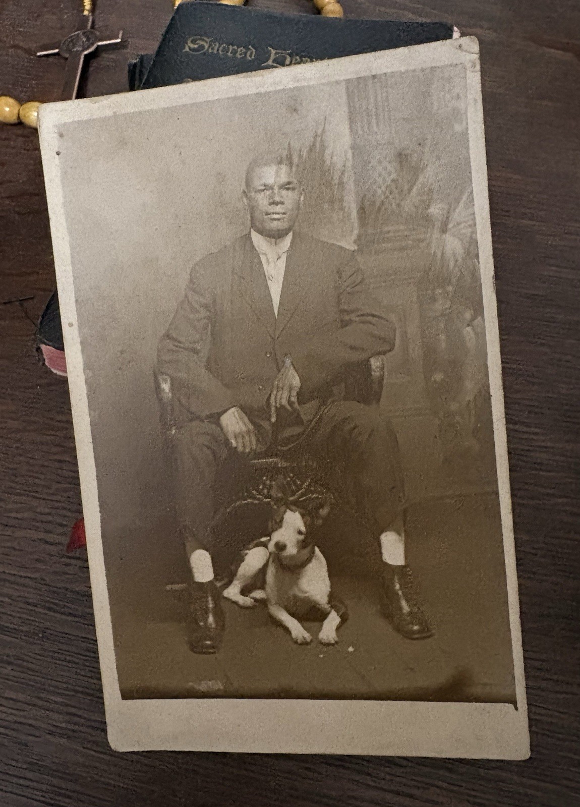 C1920 RPPC PHOTO Young African American Man & His Pet Dog Post Card