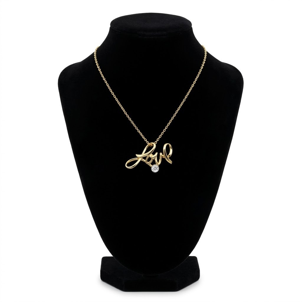 Love Necklace 24K Gold Plated with Crystal Pendant