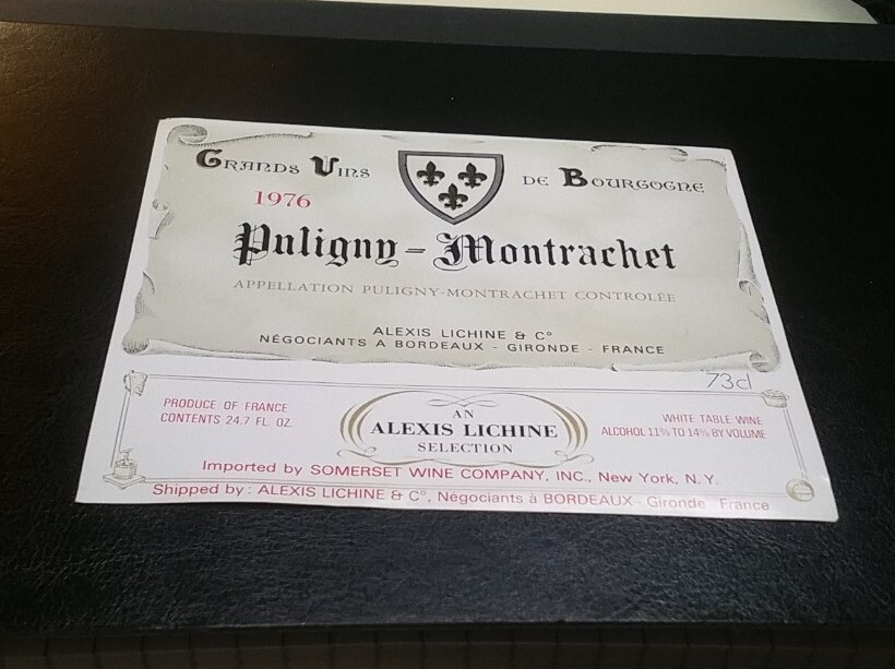 Vintage 1976 • Puligny-Montrachet • Alexis Lichne • France Bottle Label ~ Unused
