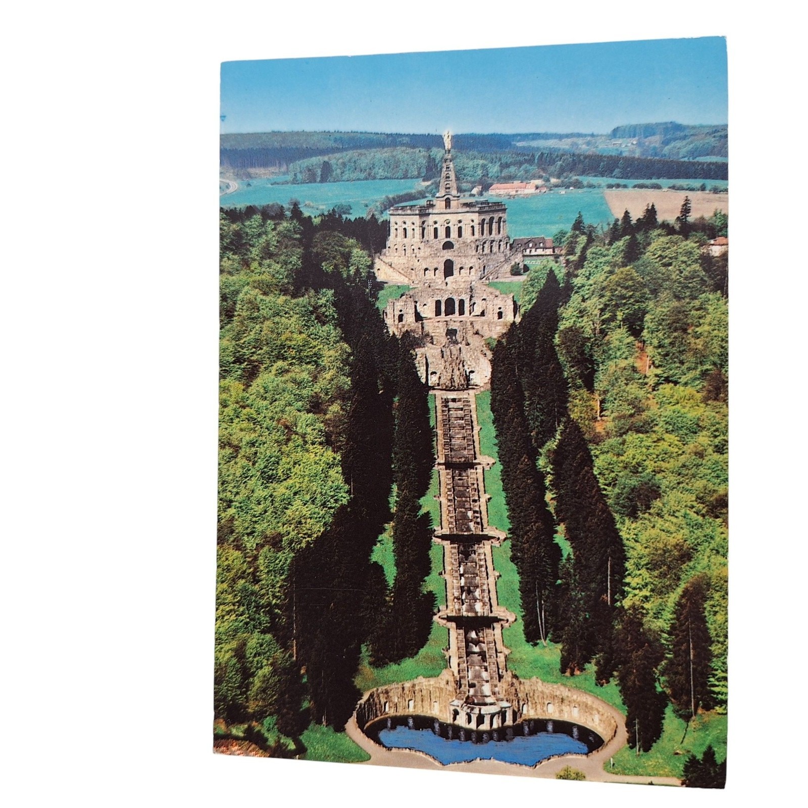 Postcard Bergpark Wilhelmshöhe Landscape Park Kassel Germany Aerial View Chrome