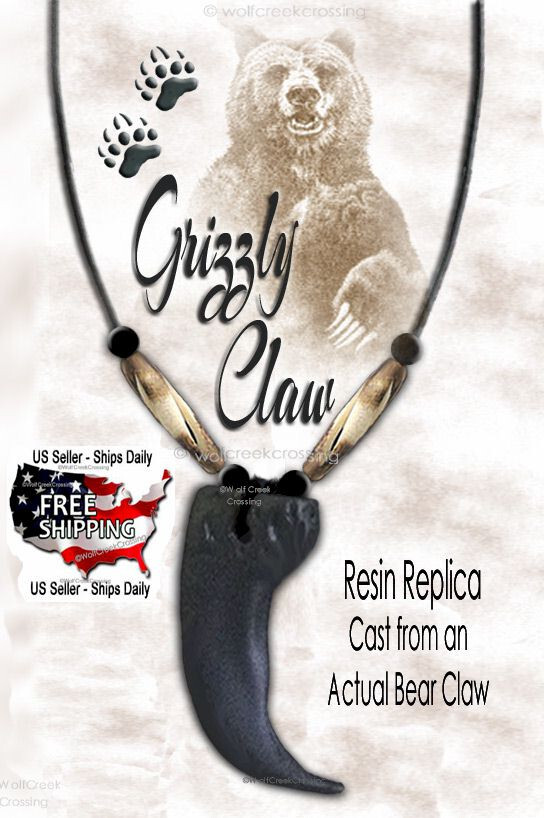 RUGGED BEAR CLAW NECKLACE Carved Buffalo Bone Beads Wild Beast Tribal Replica 1'