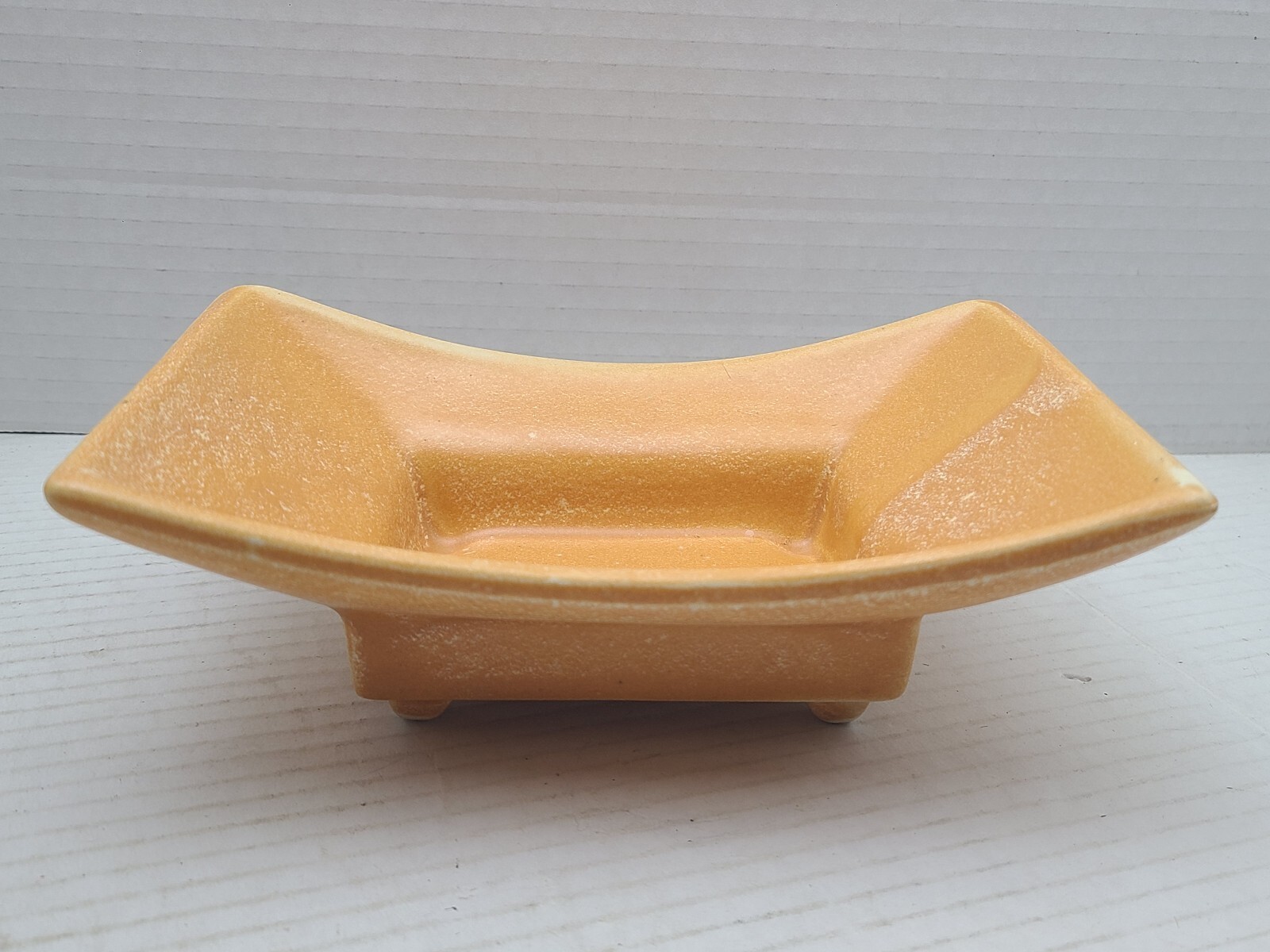 Hull Pottery 422A Vintage Shallow Footed Orange Rectangular Planter
