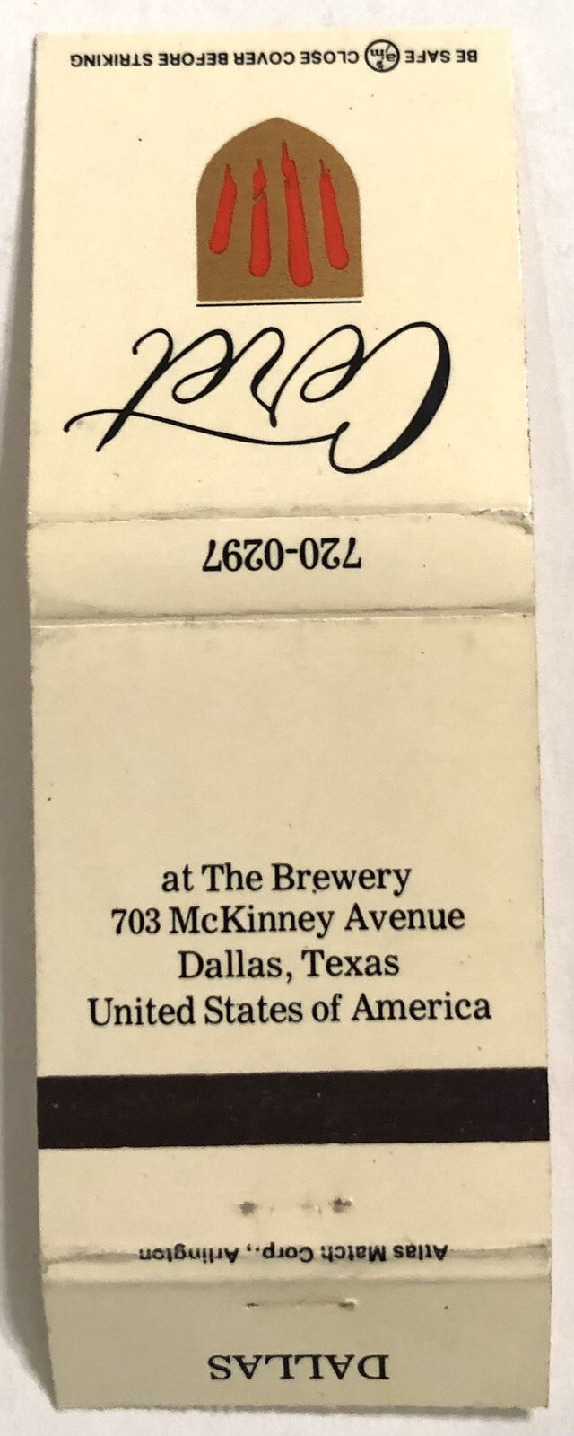 20 Strike Matchbook Cover - Ceret Restaurant Dallas, TX  Vintage