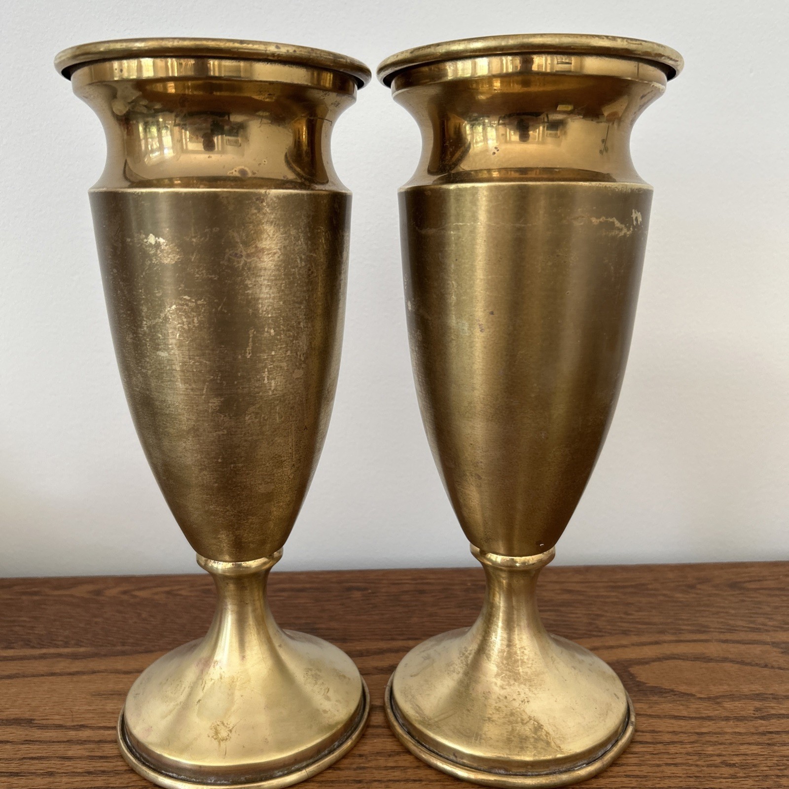 Antique Brass Altar Vase Pair from Catholic Church12”H