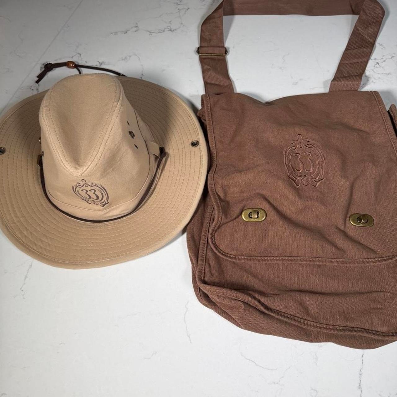 Disneyland Club 33 Indiana Jones Jungle Cruise Safari Hat Satchel Bag Set Rare