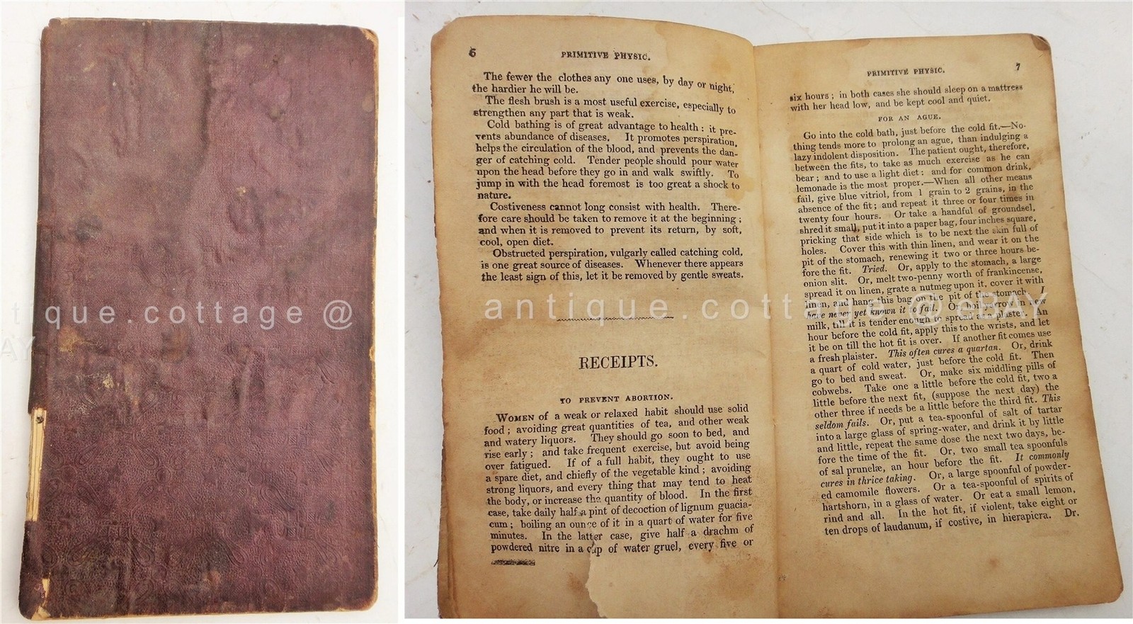 1837 antique PRIMITIVE PHYSIC MEDICINE herbal CURE cancer plague baldness WESLEY