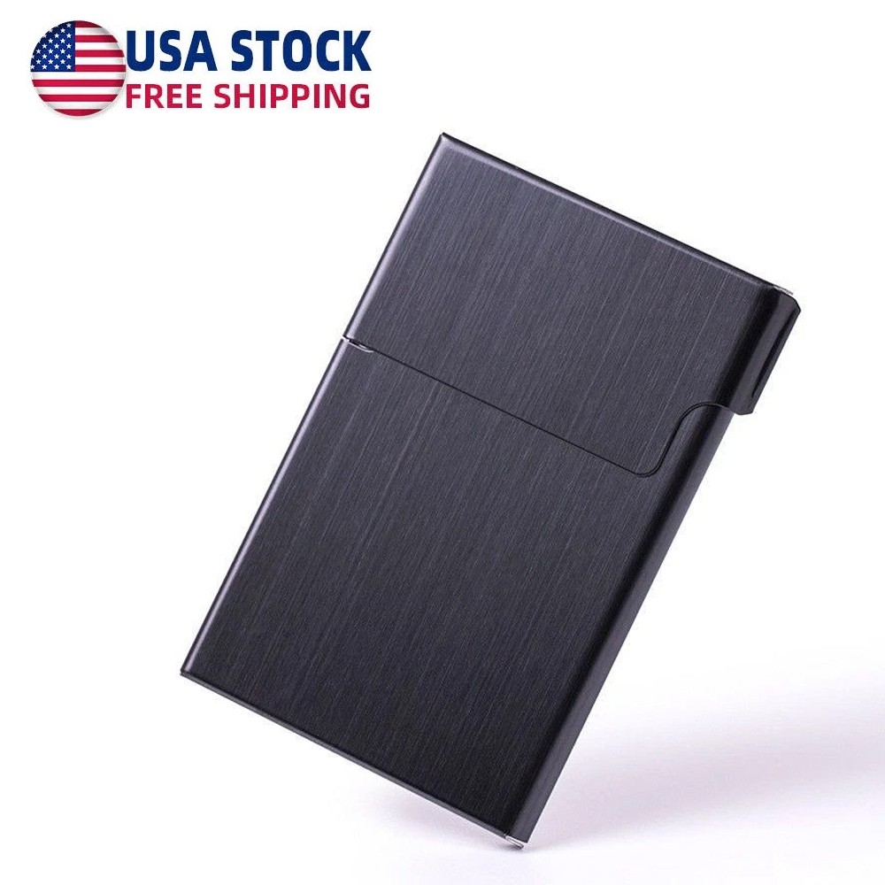 Metal Cigarette Case 9 Holder Stainless Steel Aluminum Slim Portable Box For Men