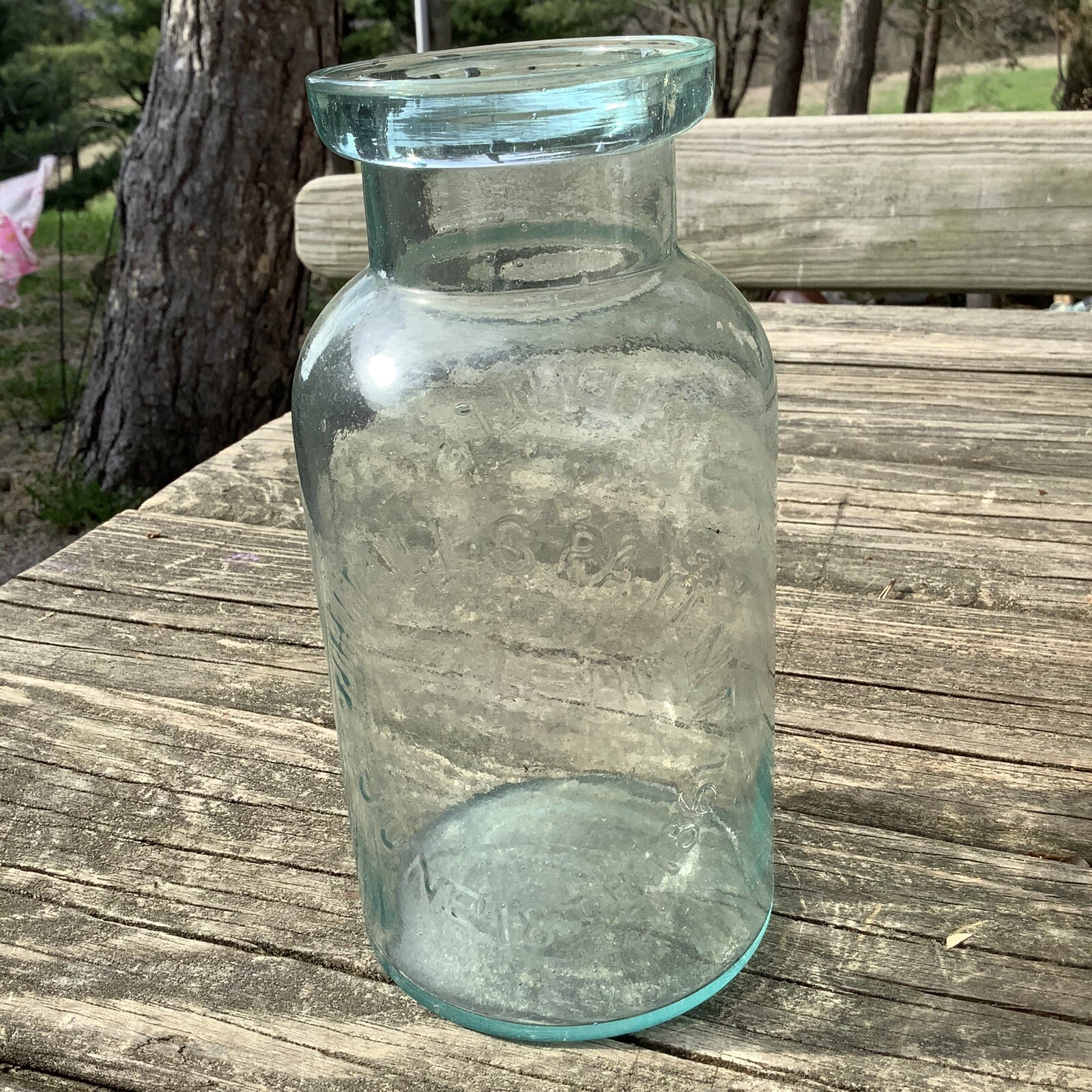 Antique Millville Atmospheric Fruit Jar Embossed Whitall’s Pat June 18th 1861