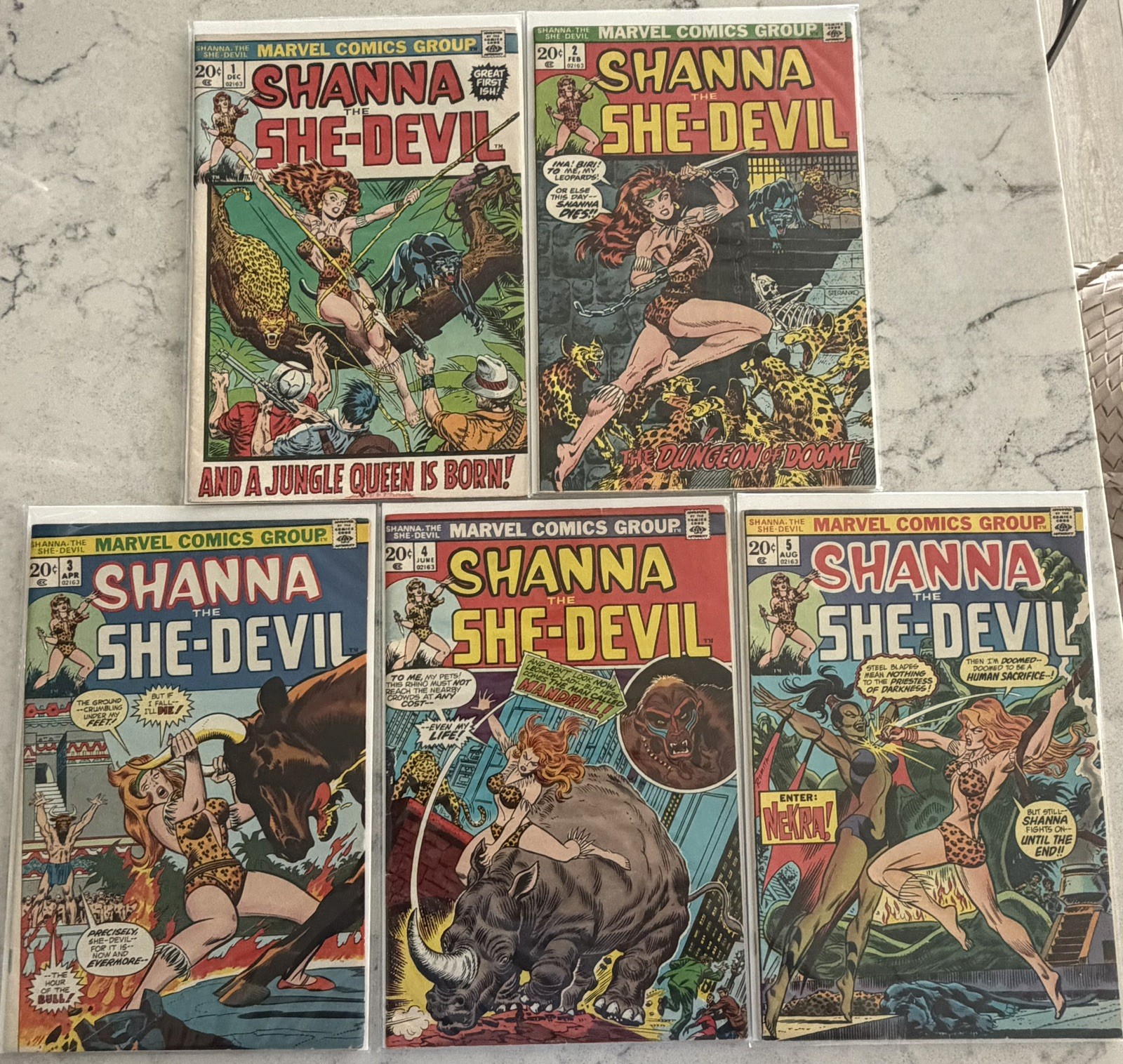 Shanna The She-Devil #1-5 HTF Bronze Age Set Avg VG/Fine Condition