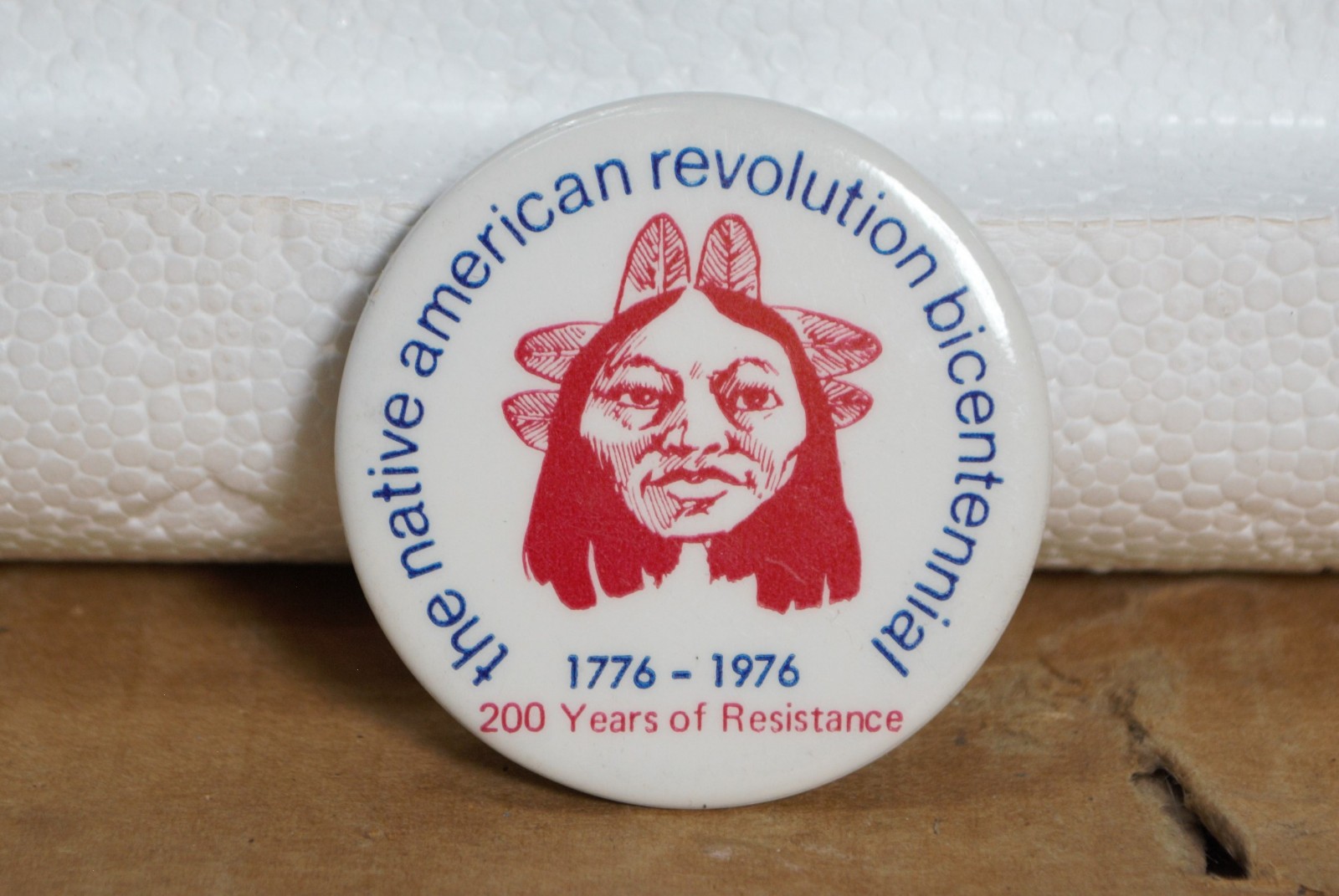 the native american revolution bicentennial pin back button 1776-1976