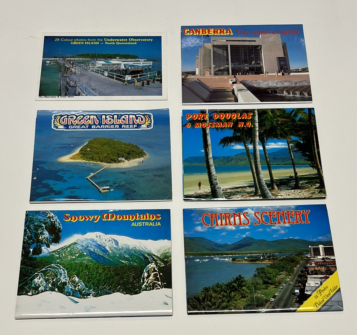 Lot of 6 Vintage DOUBLE SIDED PHOTO Postcard Booklets AUSTRALIA about 68 photos