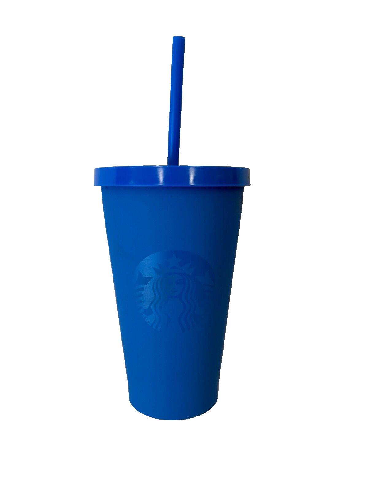 STARBUCKS Grande Soft Touch Matte Cobalt Blue 16 oz. Cold Cup Tumbler w/ Straw