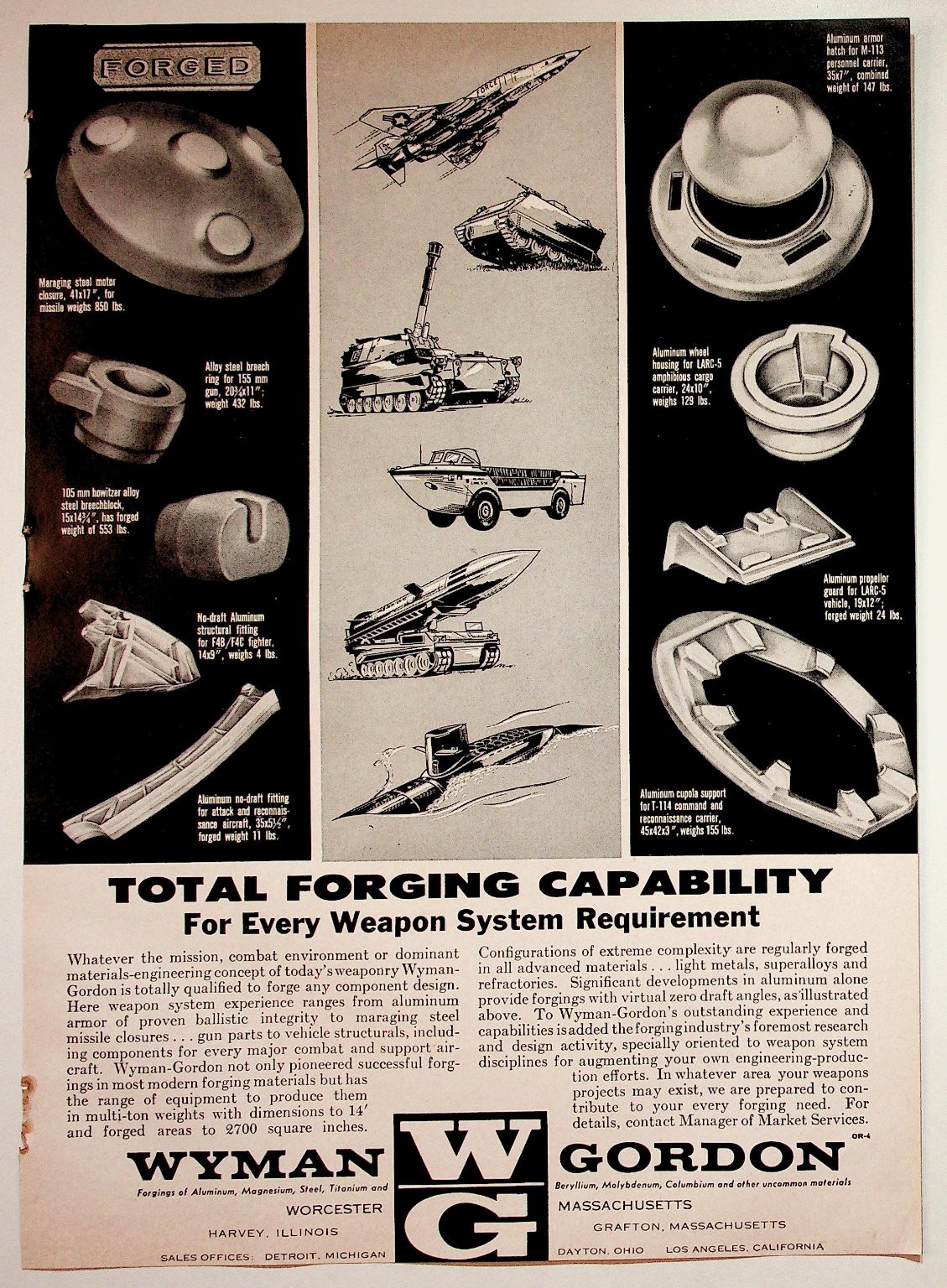 Wyman Gordon 1964 Original Print Advertisement Forged Metal Parts 8x11 Wyman Gordon 1964 Original Print Advertisement Forged Metal Parts 8x11