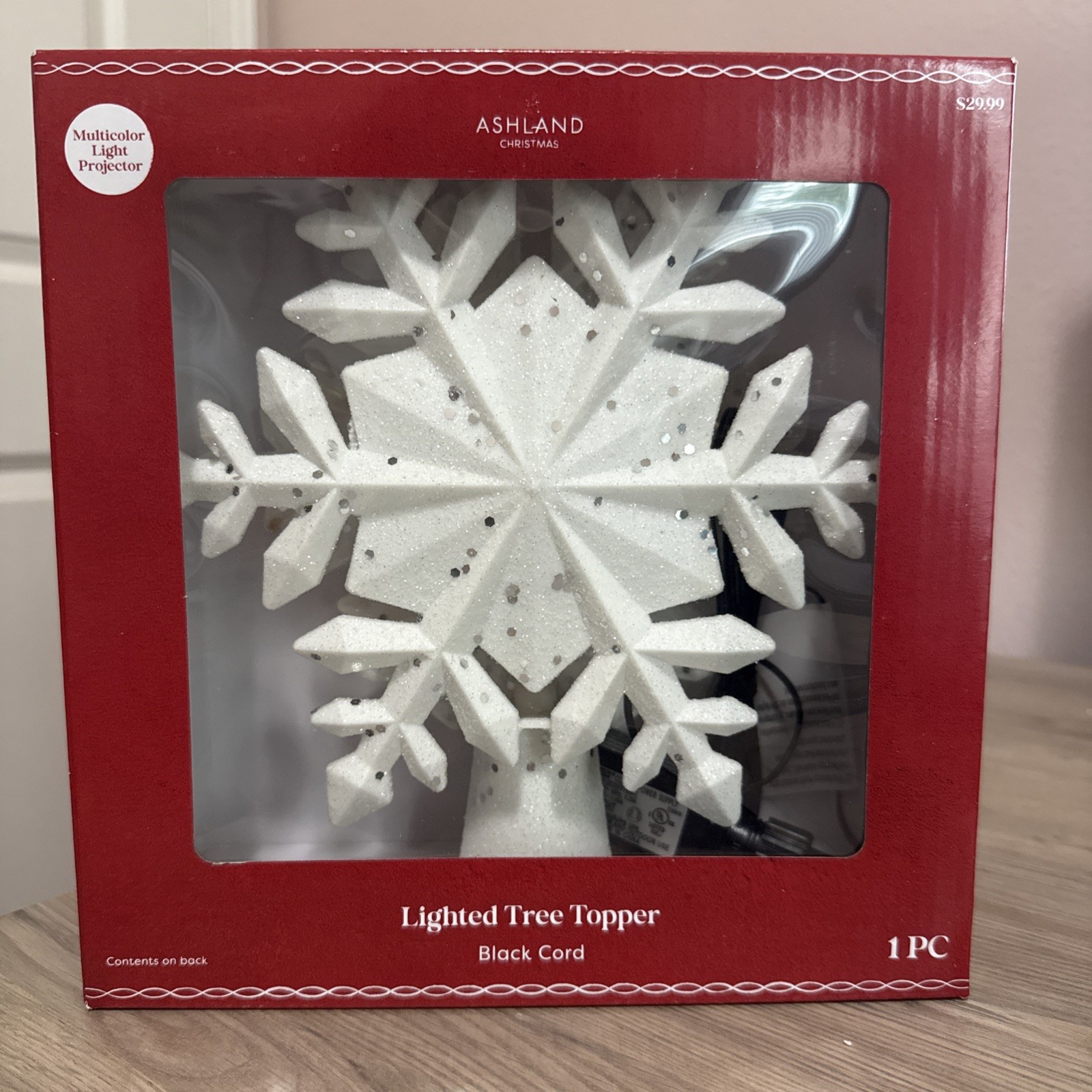 Ashland Snowflake Lighted Tree Topper White Glitter 9.25\