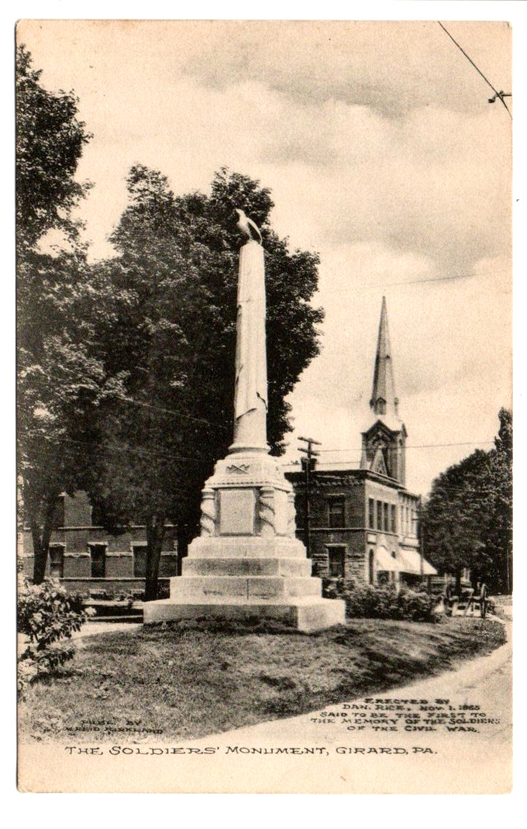 Antique Postcard the Soldiers Monument Girard PA Published by the Alberty Antique Postcard the Soldiers Monument Girard PA Published by the Alberty