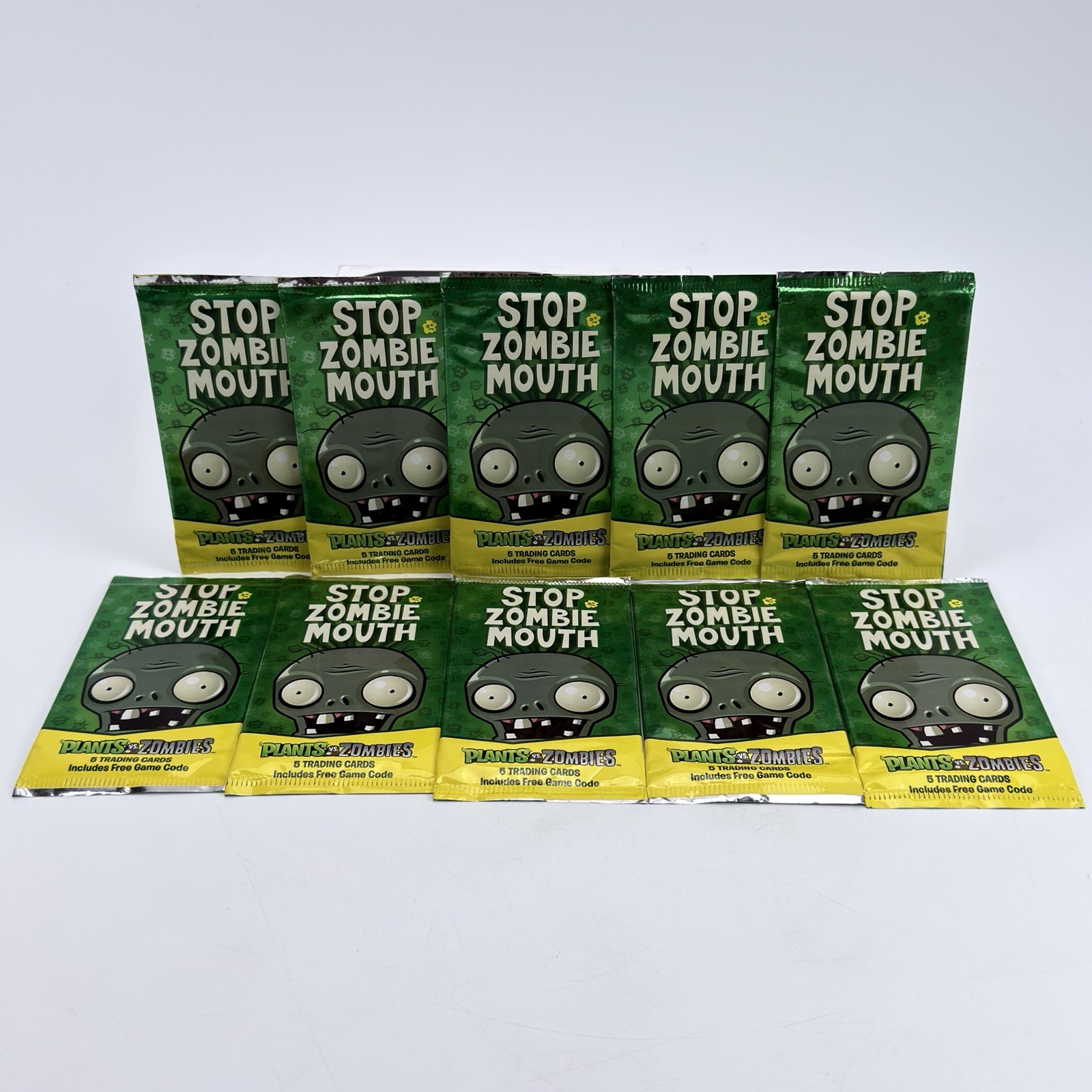 10 Packs Plants VS Zombies 2012 Trading Cards Stop Zombie Mouth 50 Cards Total