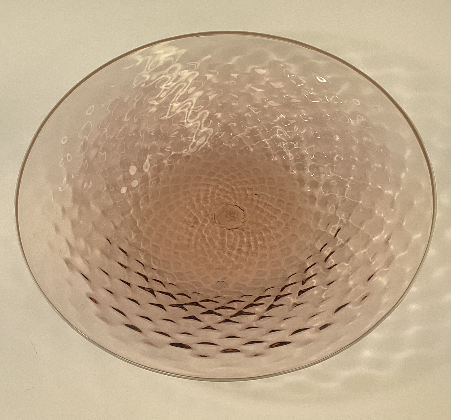 New Handblown WHEATON art glass signed studio net rose water bowl wide rim