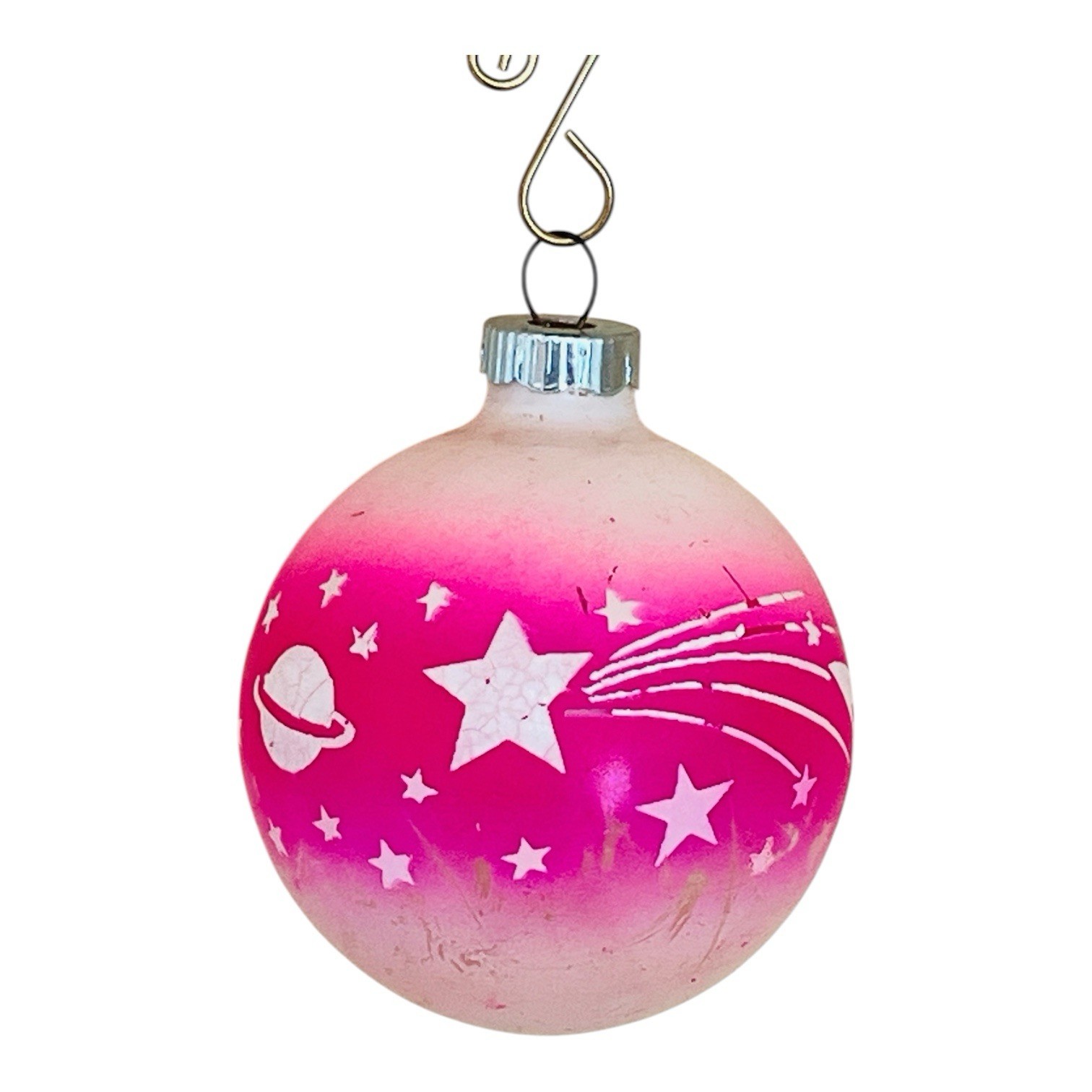 Vintage Shiny Bright Pink Ombre Shooting Star/Planets Glass Ornament Vintage Shiny Bright Pink Ombre Shooting Star/Planets Glass Ornament