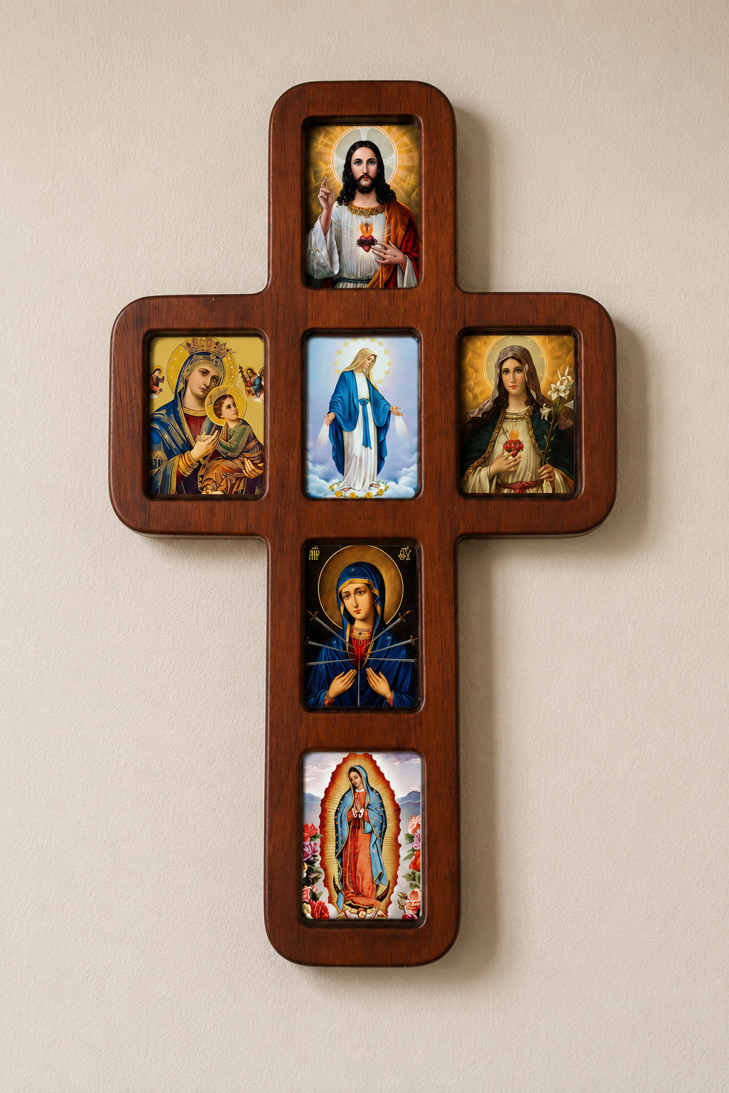 Catholic Icons In Wooden Cross For Decorative Wall Hanging Catholic Icons In Wooden Cross For Decorative Wall Hanging